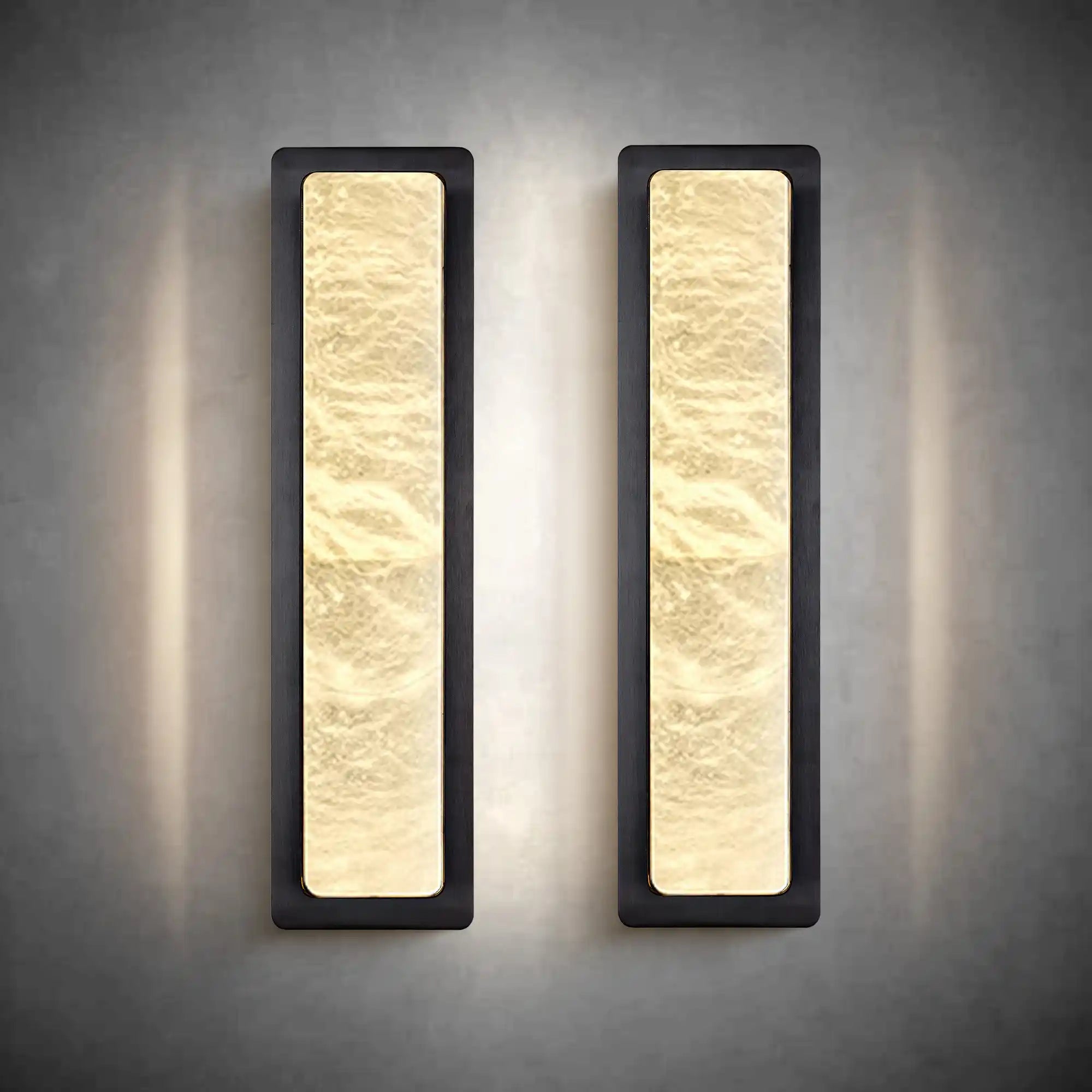 19.7" Alabaster Rectangular Wall Sconces Natural Wall Sconce Set of Two