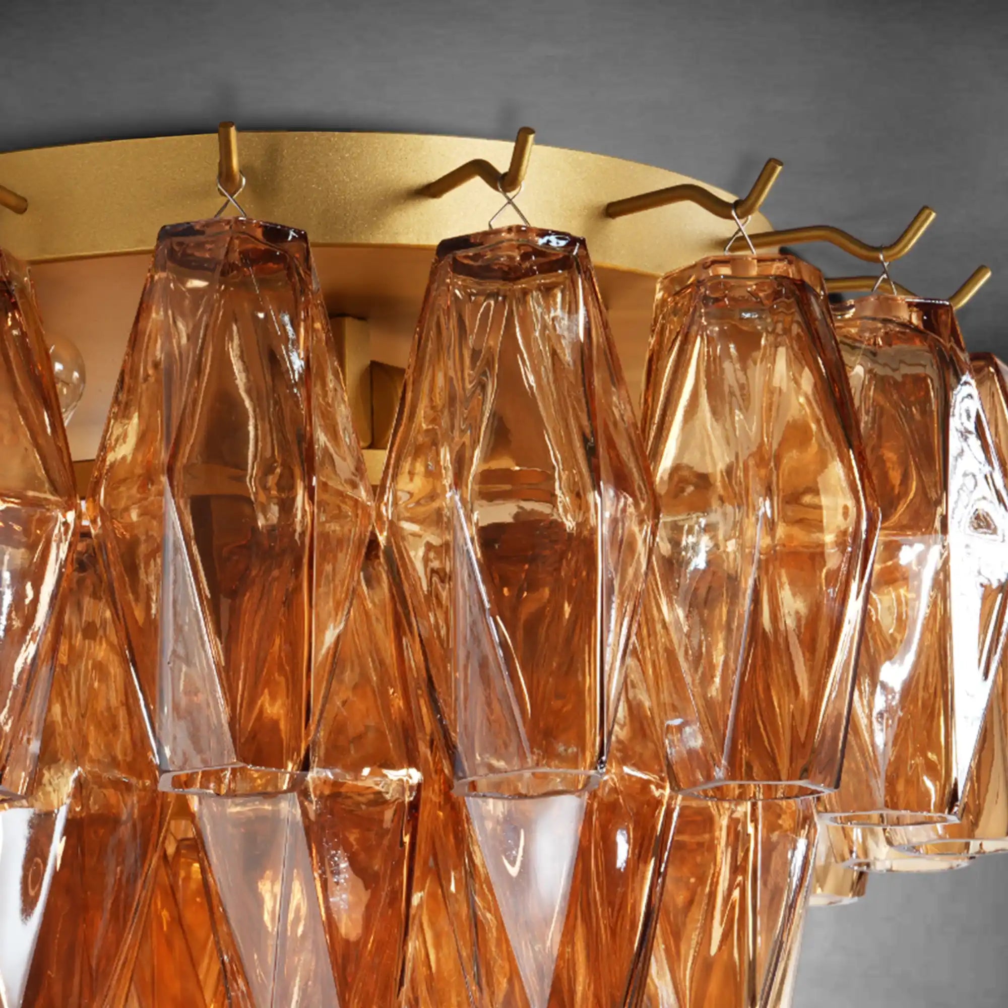 Amber 17" Modern Crystal Glass Round Ceiling Chandelier