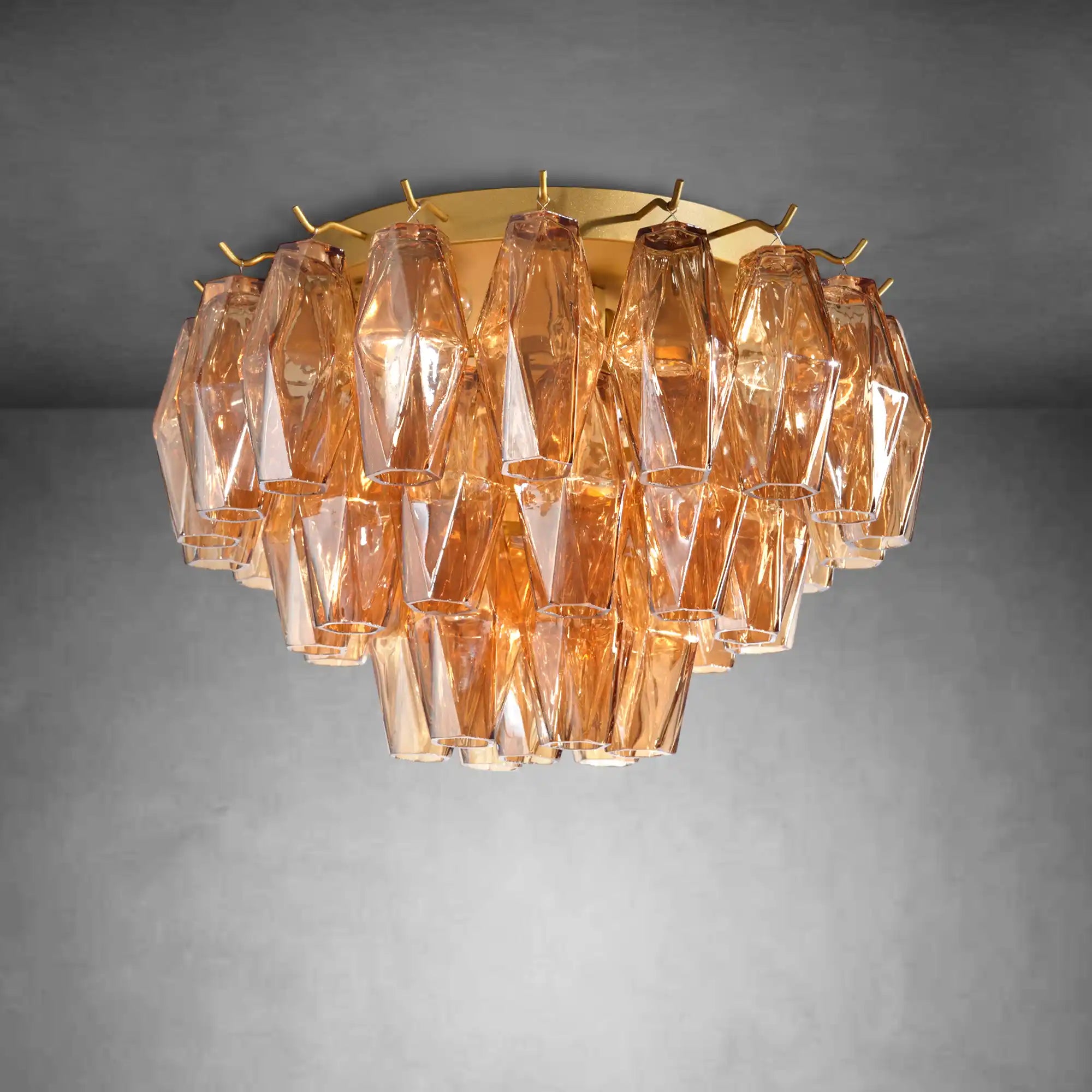 Amber 17" Modern Crystal Glass Round Ceiling Chandelier