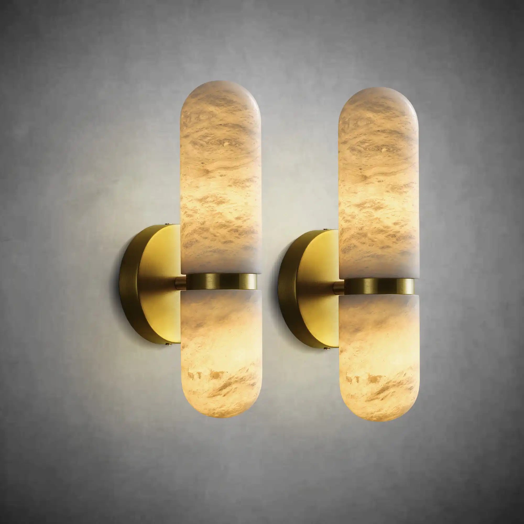 Spanish Alabaster & Brass Luxury Wall Sconce