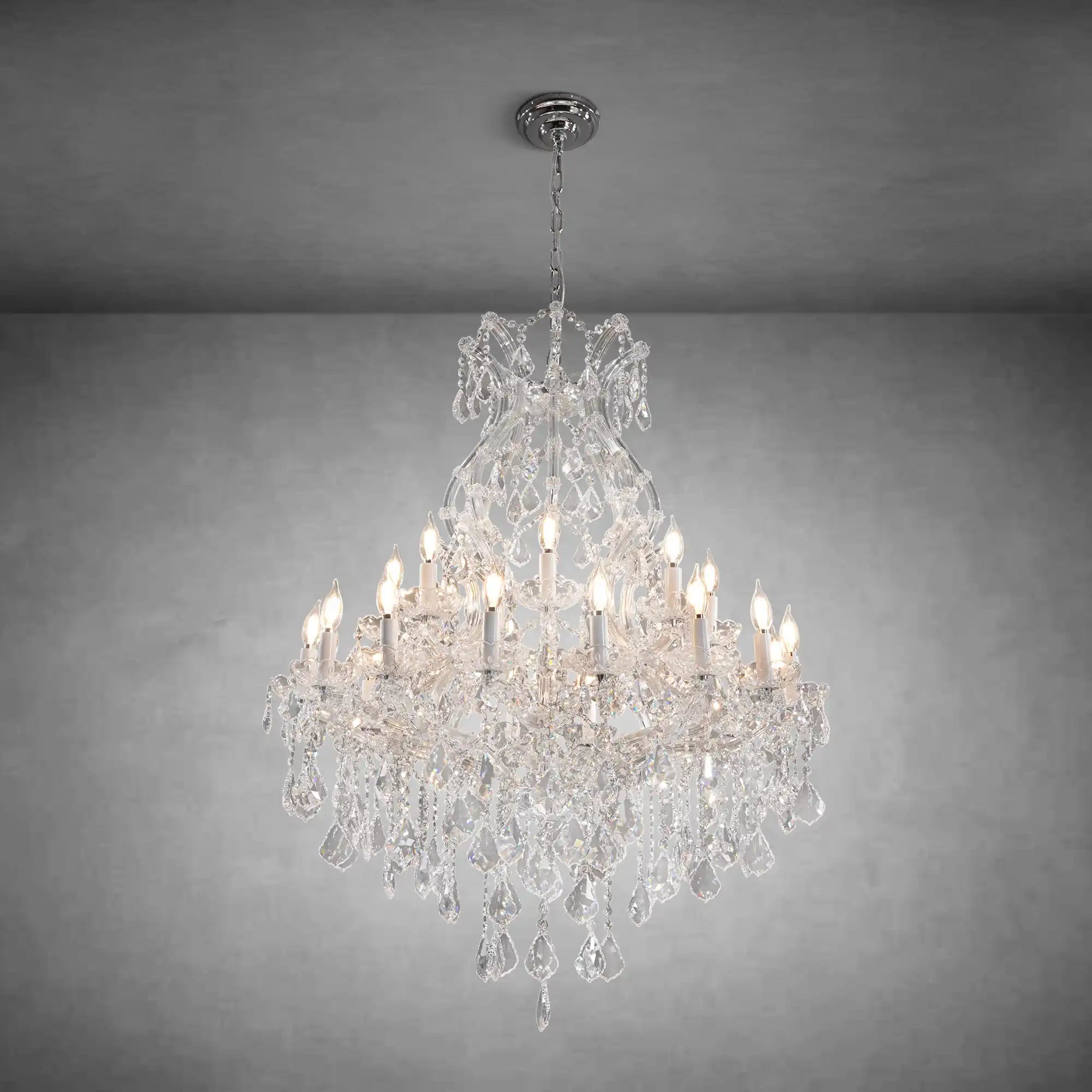 Modern Grand K9 Crystal Chandelier 24/12 Lights Hanging Fixture for High Ceilings