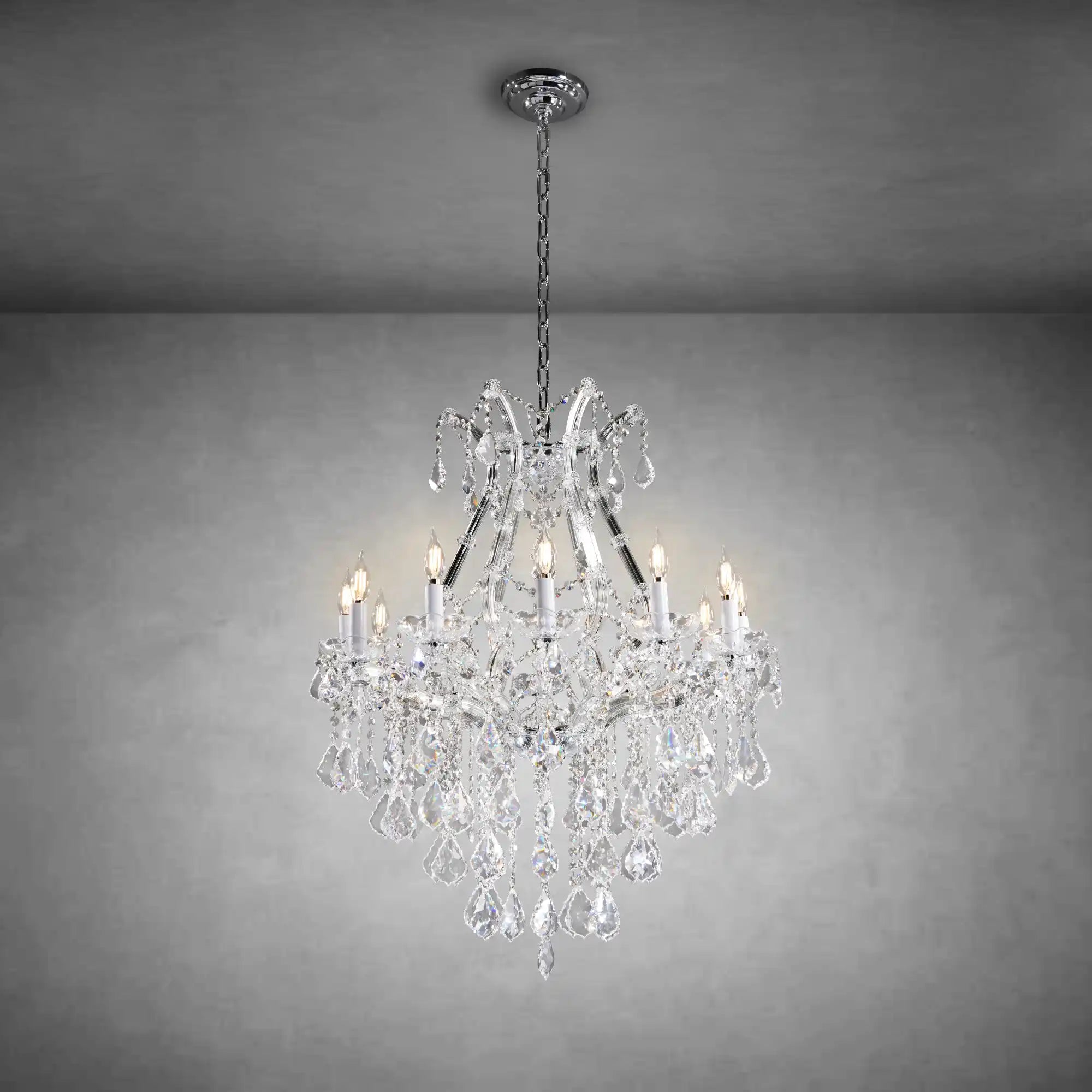 Modern Grand K9 Crystal Chandelier 24/12 Lights Hanging Fixture for High Ceilings