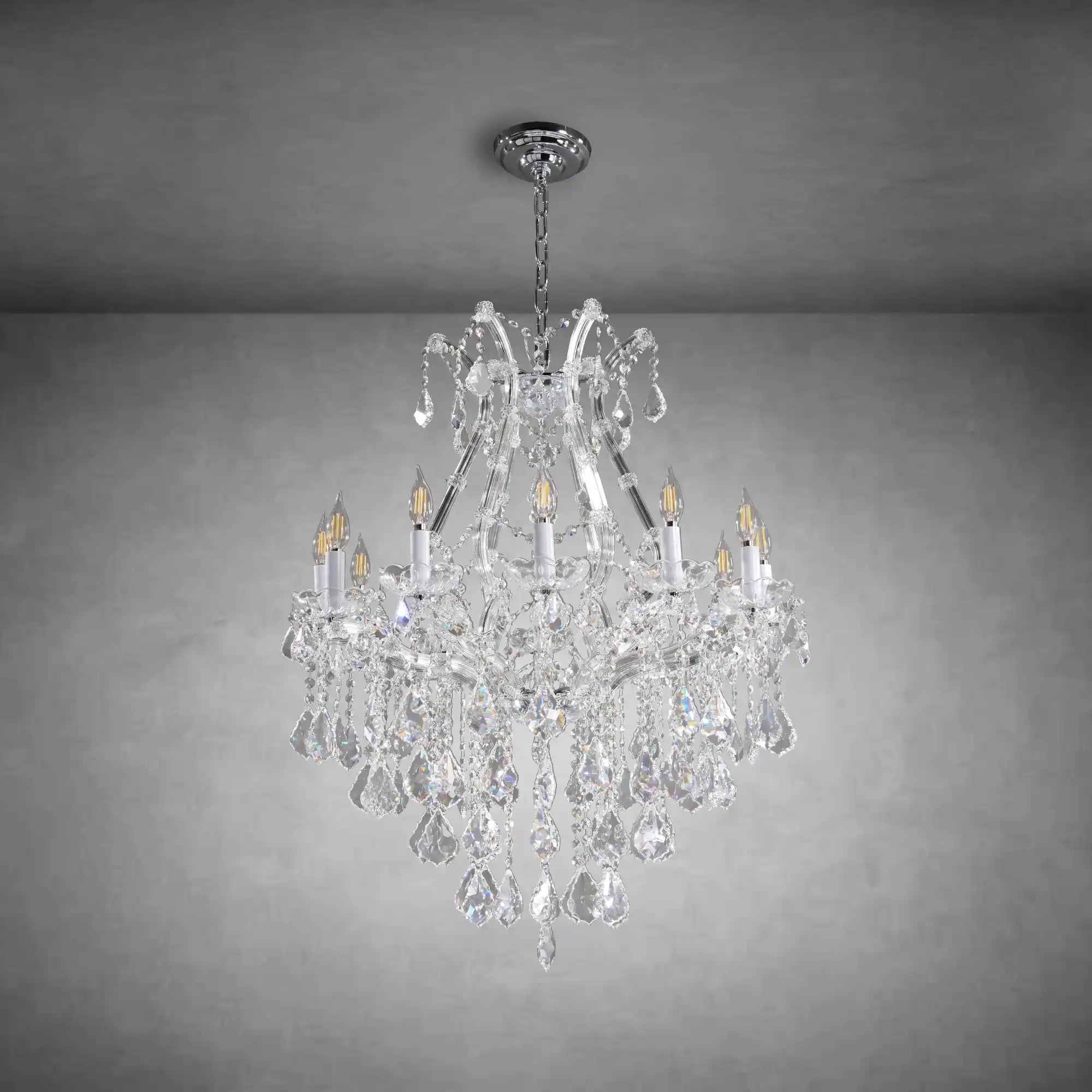 Modern Grand K9 Crystal Chandelier 24/12 Lights Hanging Fixture for High Ceilings