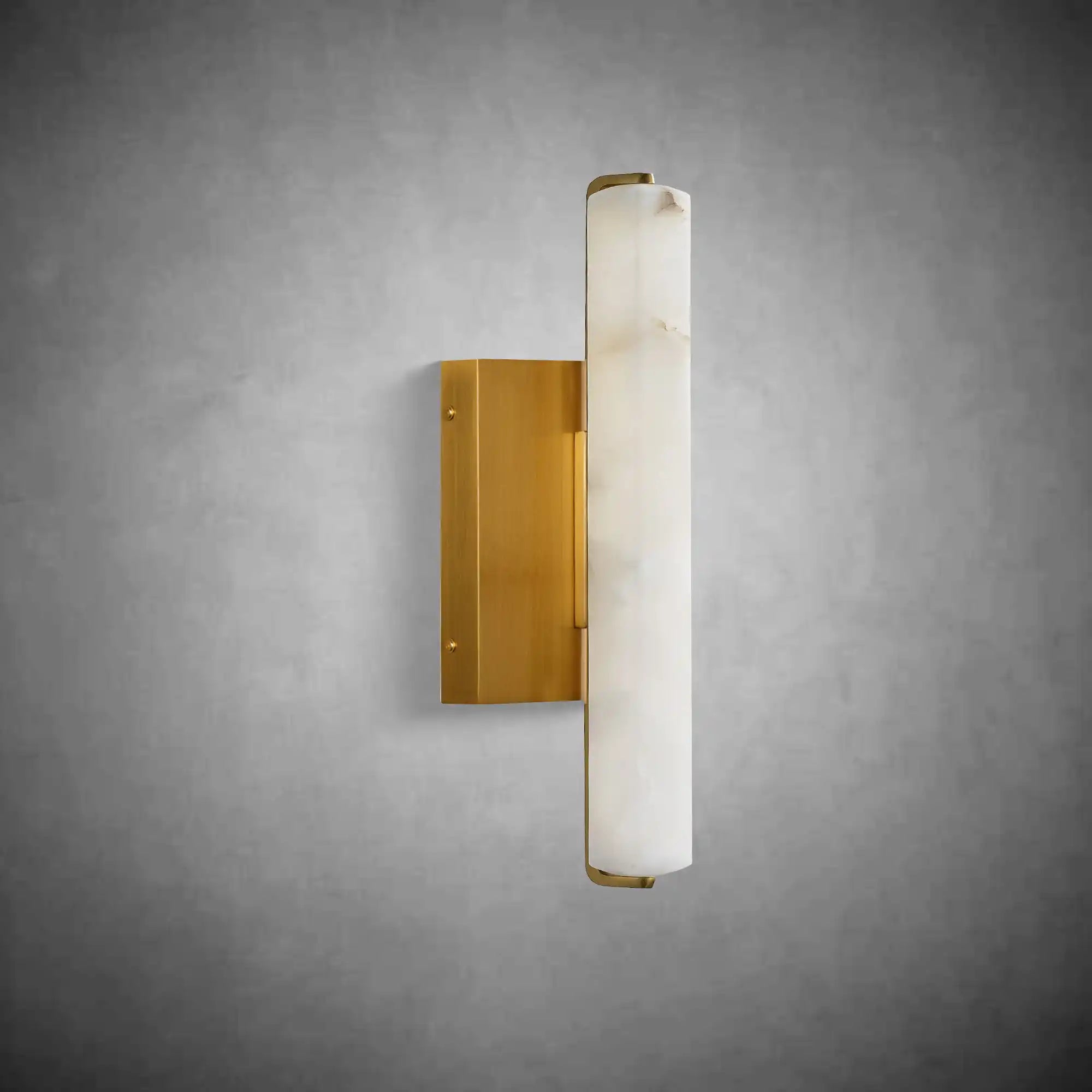 15" Brass Alabaster Wall Sconce – Modern Rectangular Marble Light