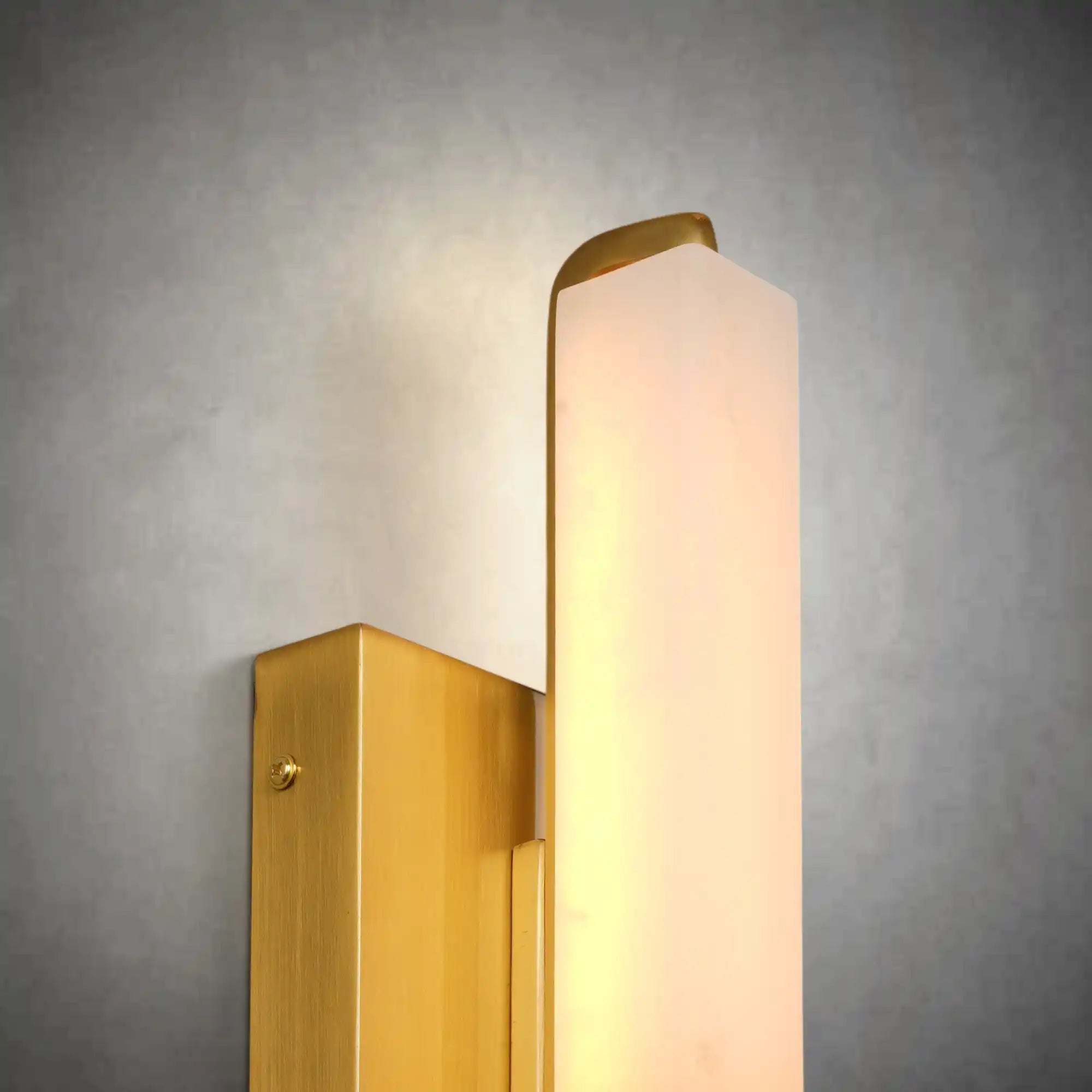 15" Brass Alabaster Wall Sconce – Modern Rectangular Marble Light