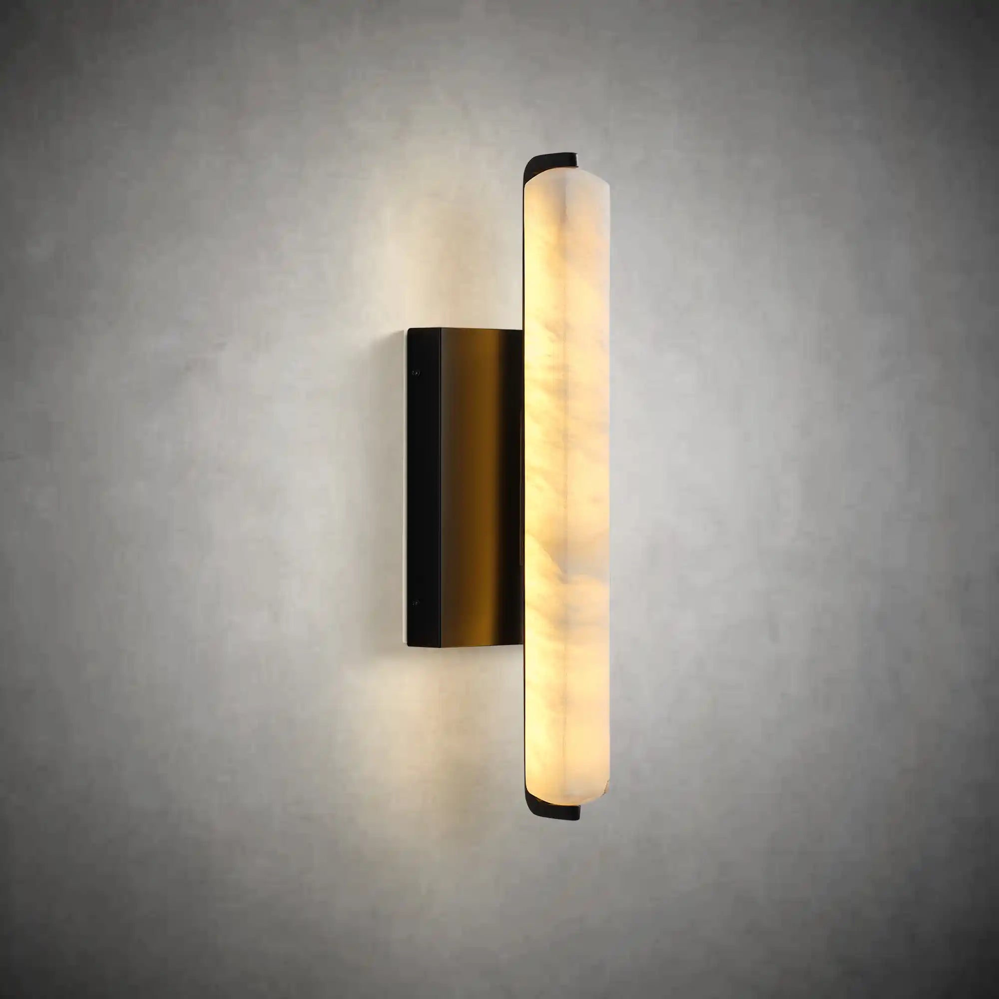 15" Brass Alabaster Wall Sconce – Modern Rectangular Marble Light
