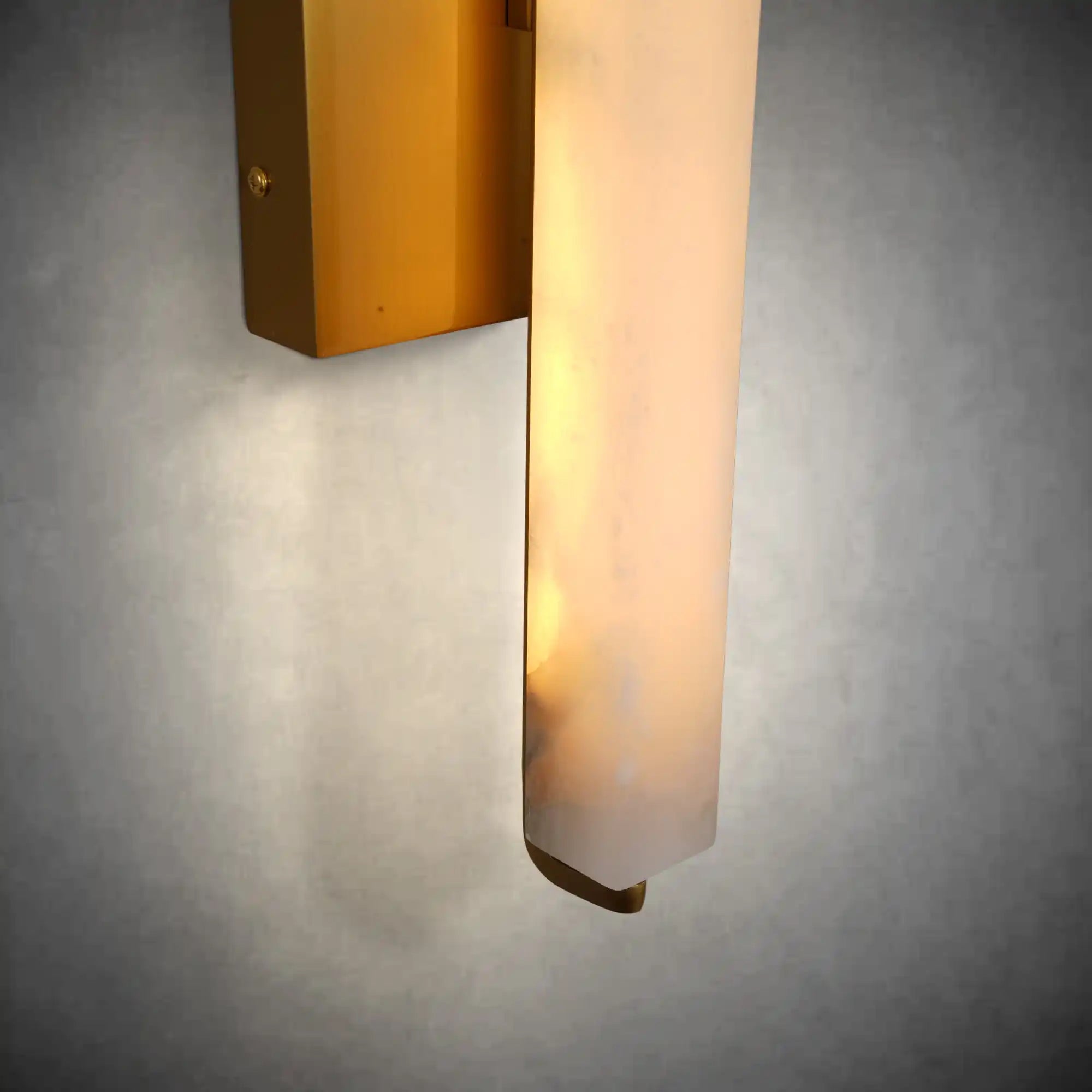 15" Brass Alabaster Wall Sconce – Modern Rectangular Marble Light