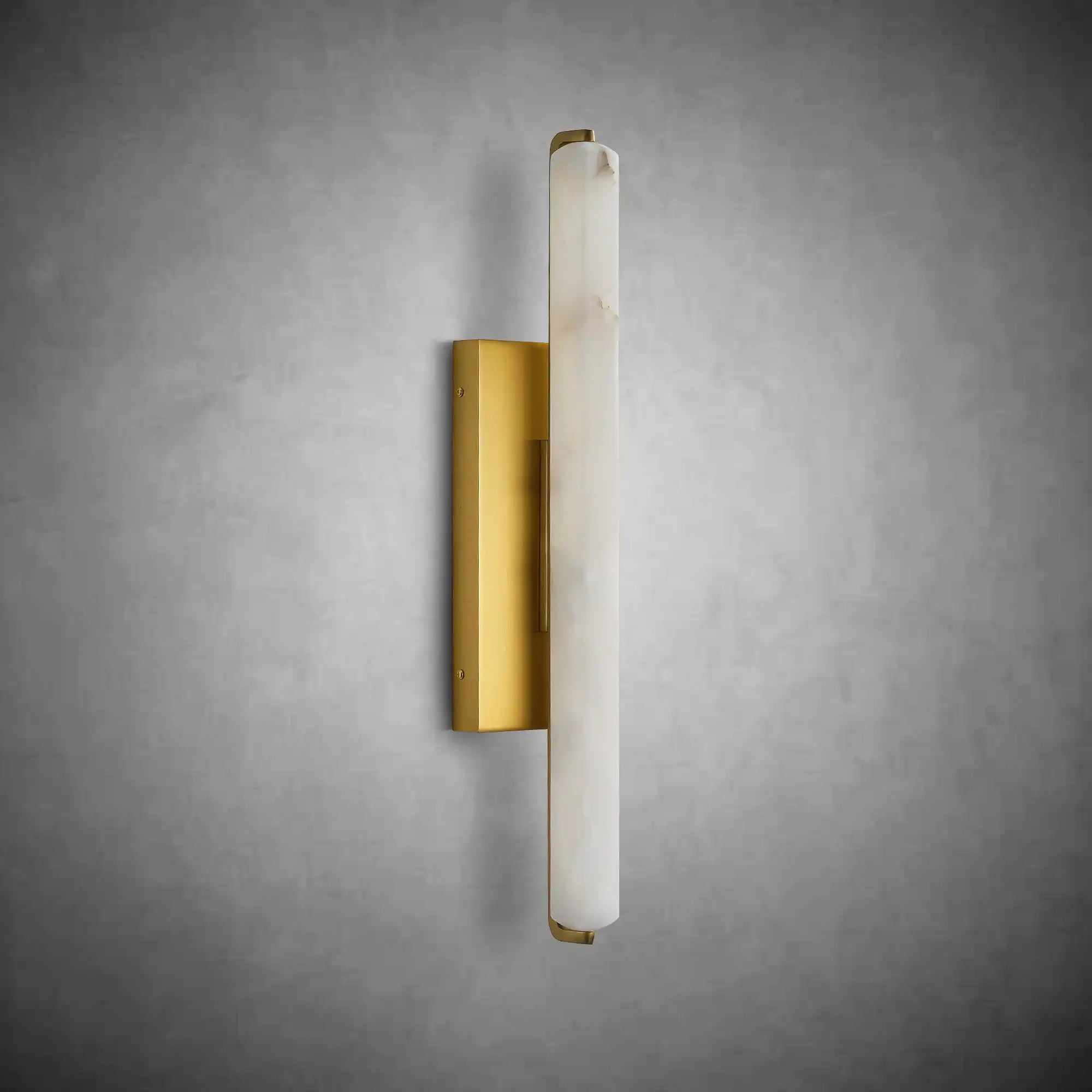 15" Brass Alabaster Wall Sconce – Modern Rectangular Marble Light