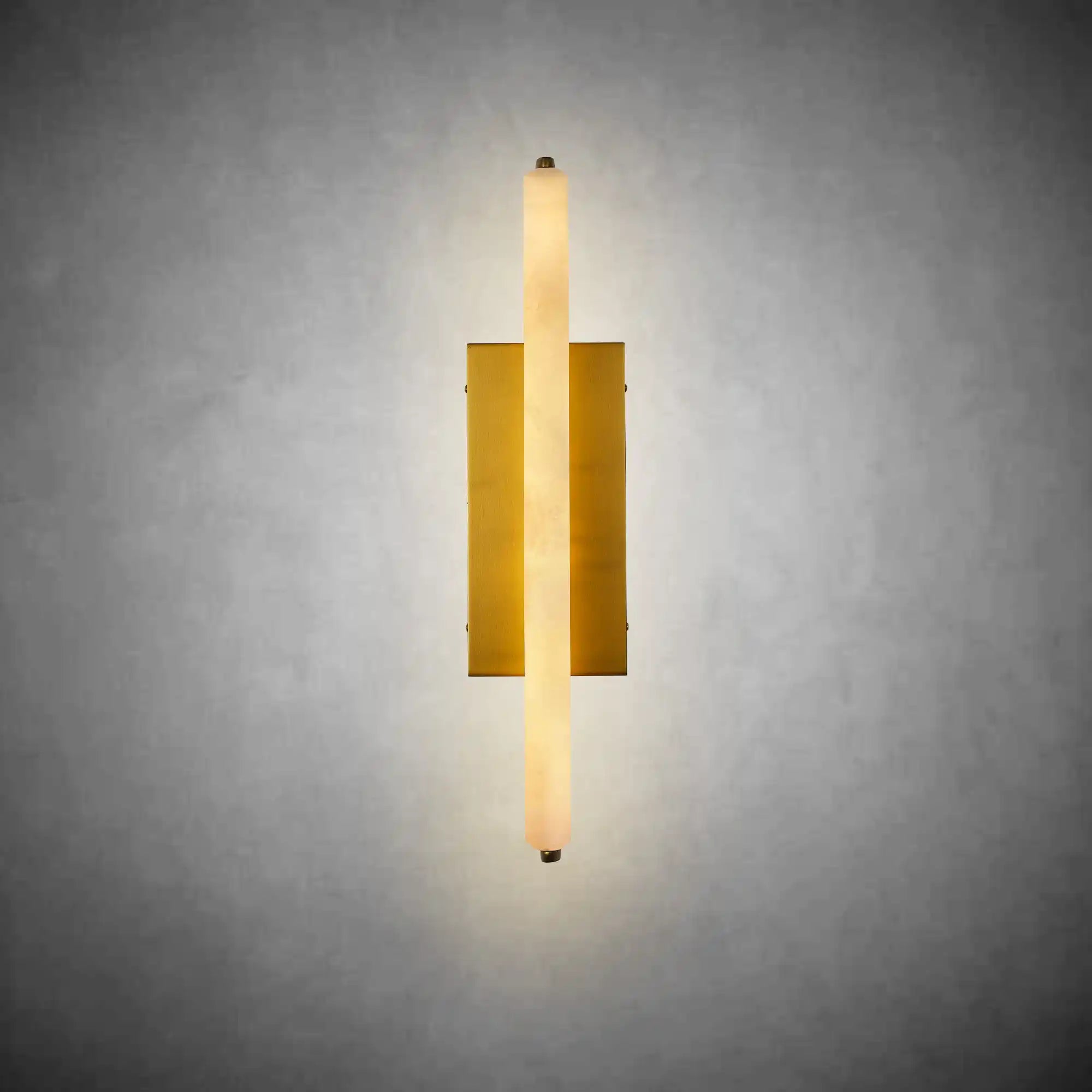 15" Brass Alabaster Wall Sconce – Modern Rectangular Marble Light