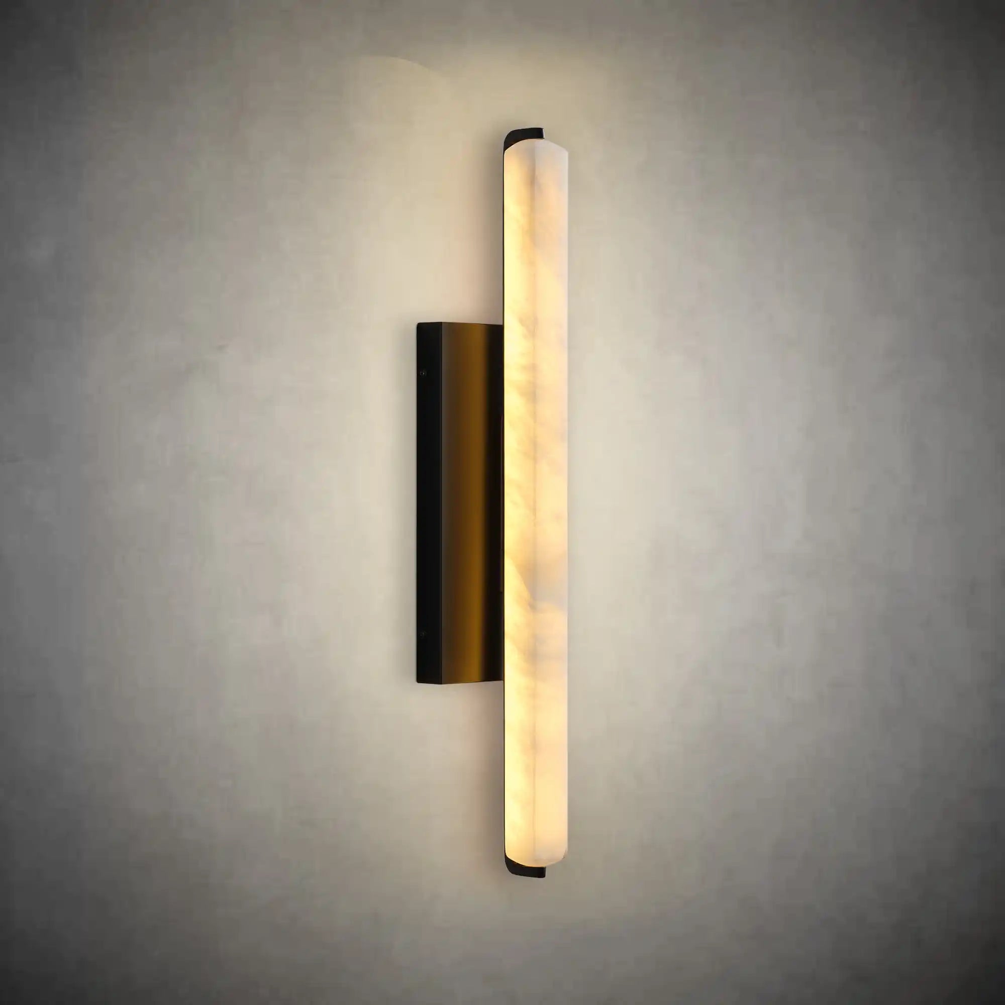 15" Brass Alabaster Wall Sconce – Modern Rectangular Marble Light