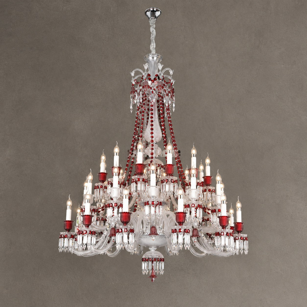 European-style Luxury Colorful Candle Crystal Oversized Chandelier Art Branch Designer Foyer/Staircase Light Fixture
