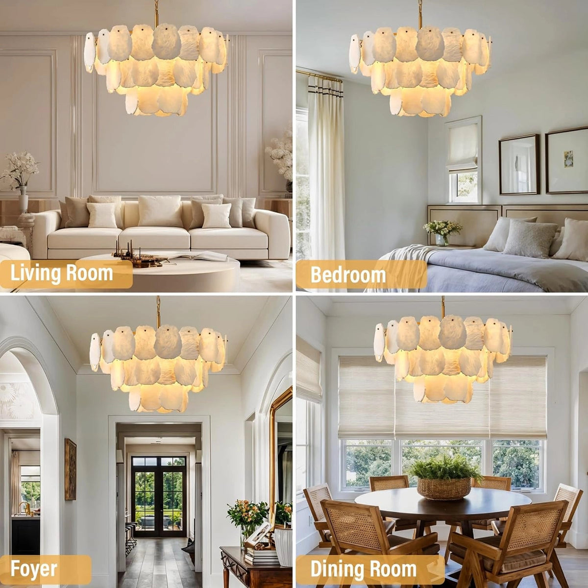 Layered Alabaster Round Chandelier