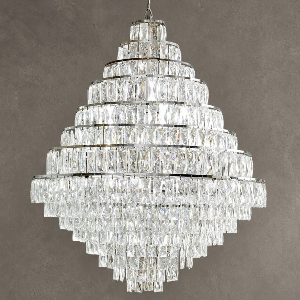 Extra Large Decorative Crystal Chandelier Foyer Hall Ceiling Light Fixture For Staircase In Gold/ Chrome