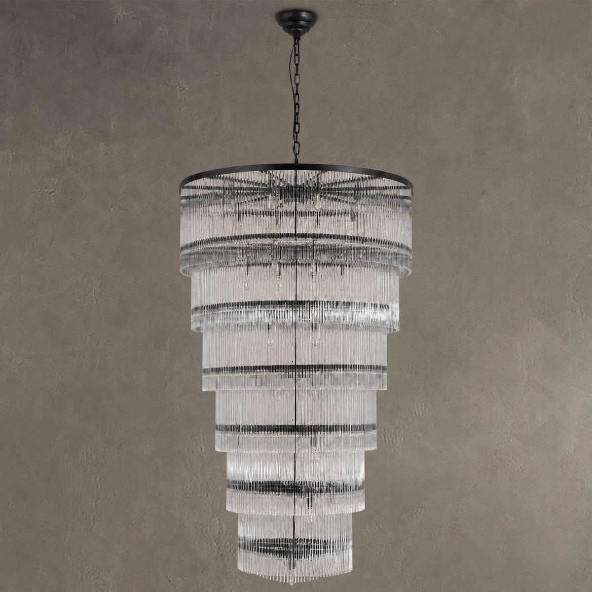 Seven-Tier Striped Column Staircase Chandelier D990 - Black