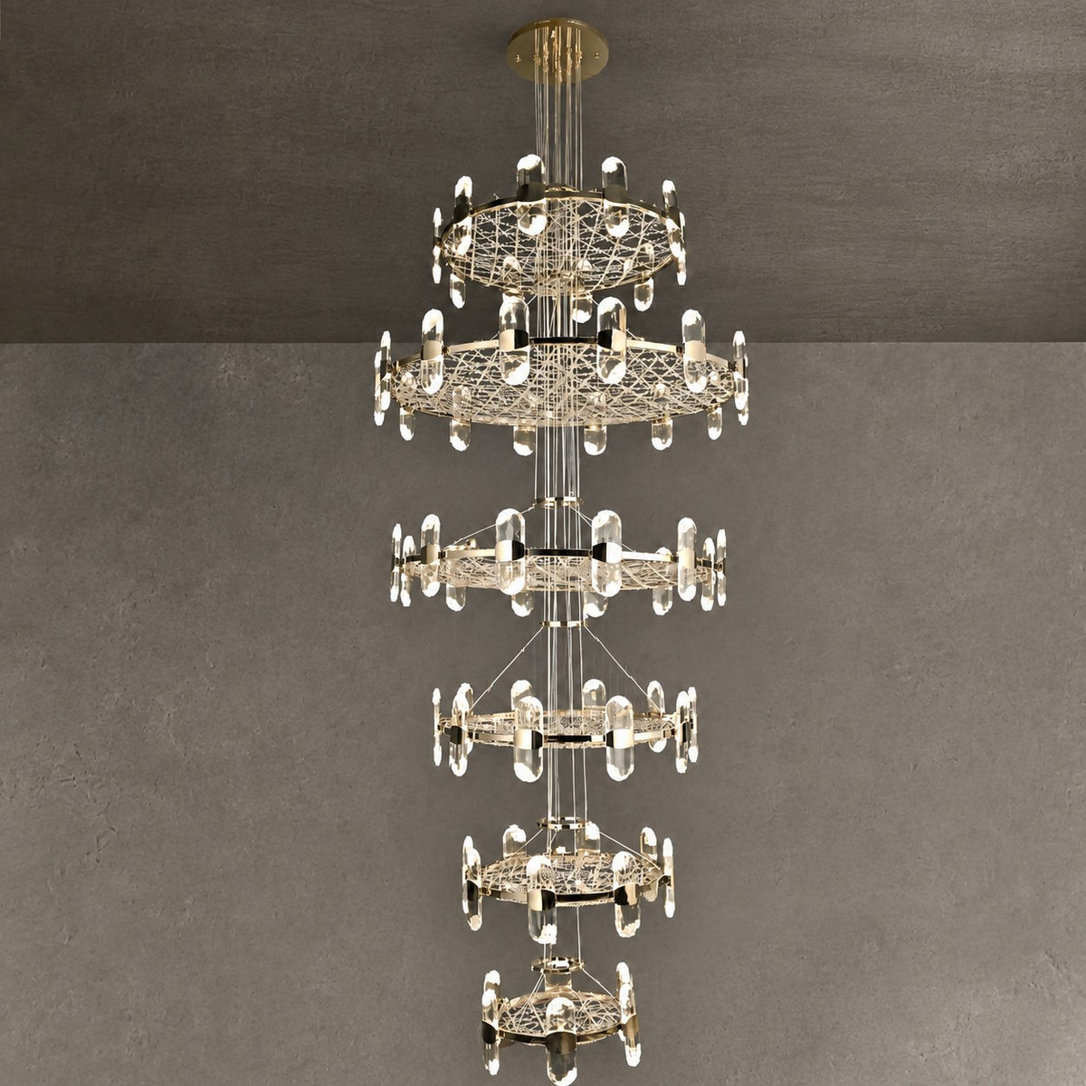 Pearl Net Modern Sculptural Ring Chandelier
