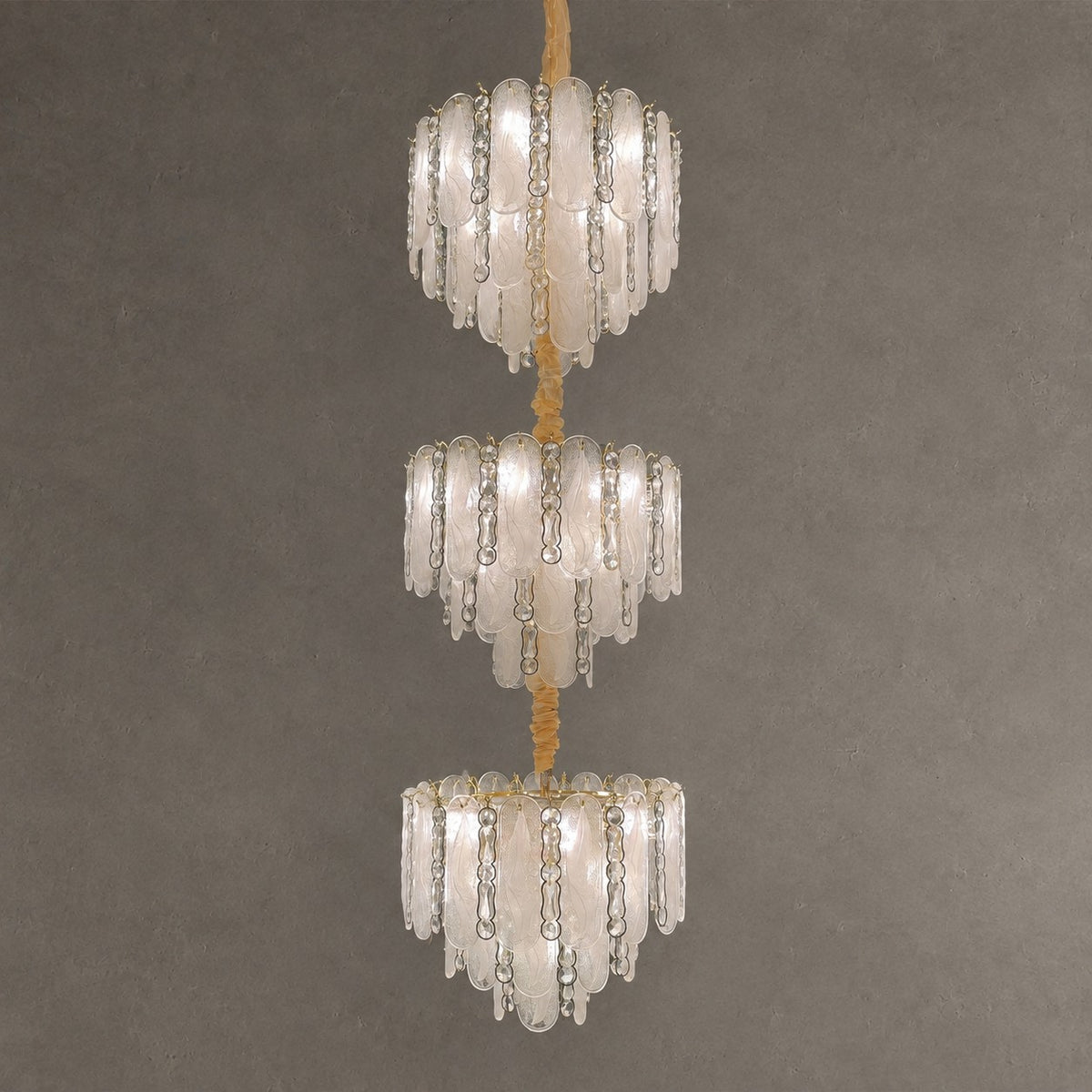 Modern Feather Crystal Chandelier Set in Chrome/Gold Finish for High/Low-ceiling