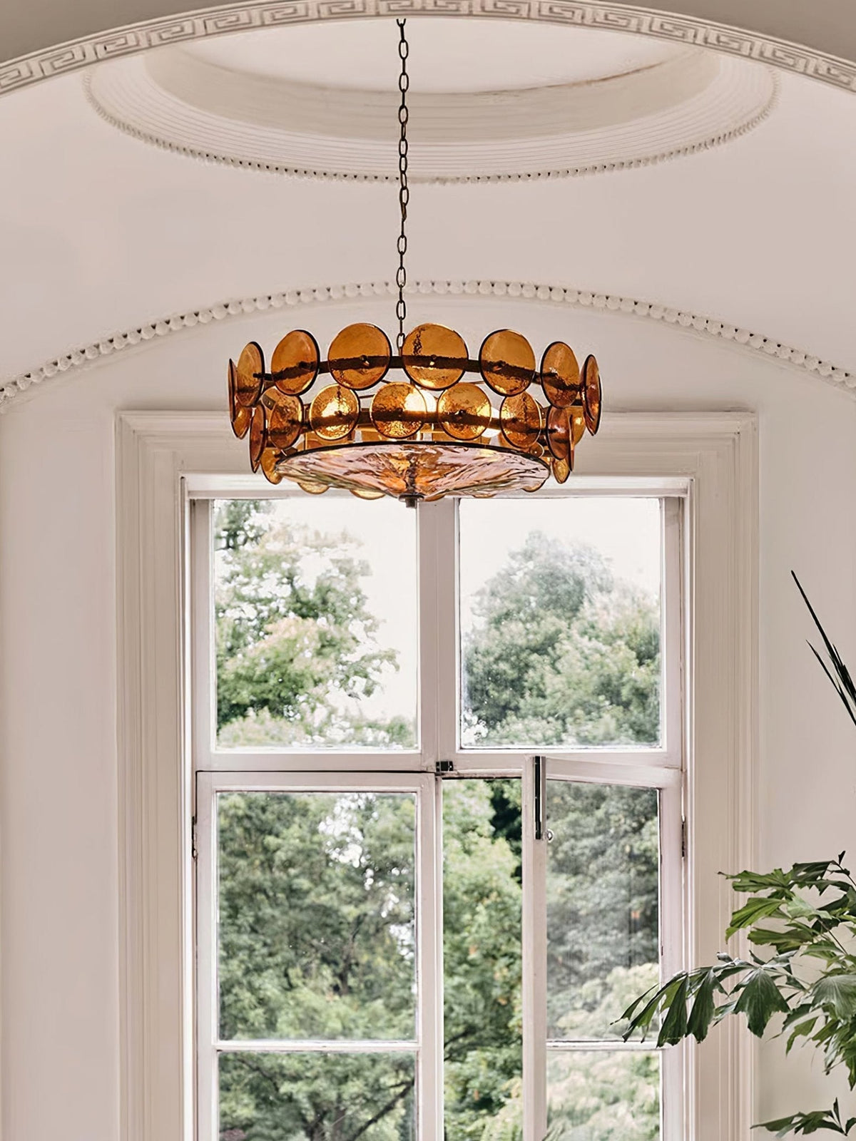 Solaris Amber Glass Disc Chandelier