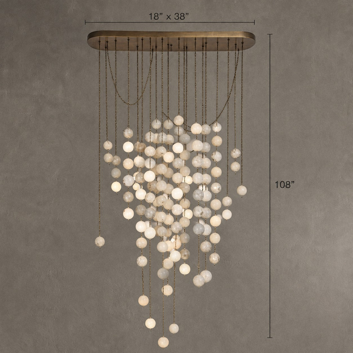 Modern Hanging Spherical Alabaster Chandelier for High Ceilings