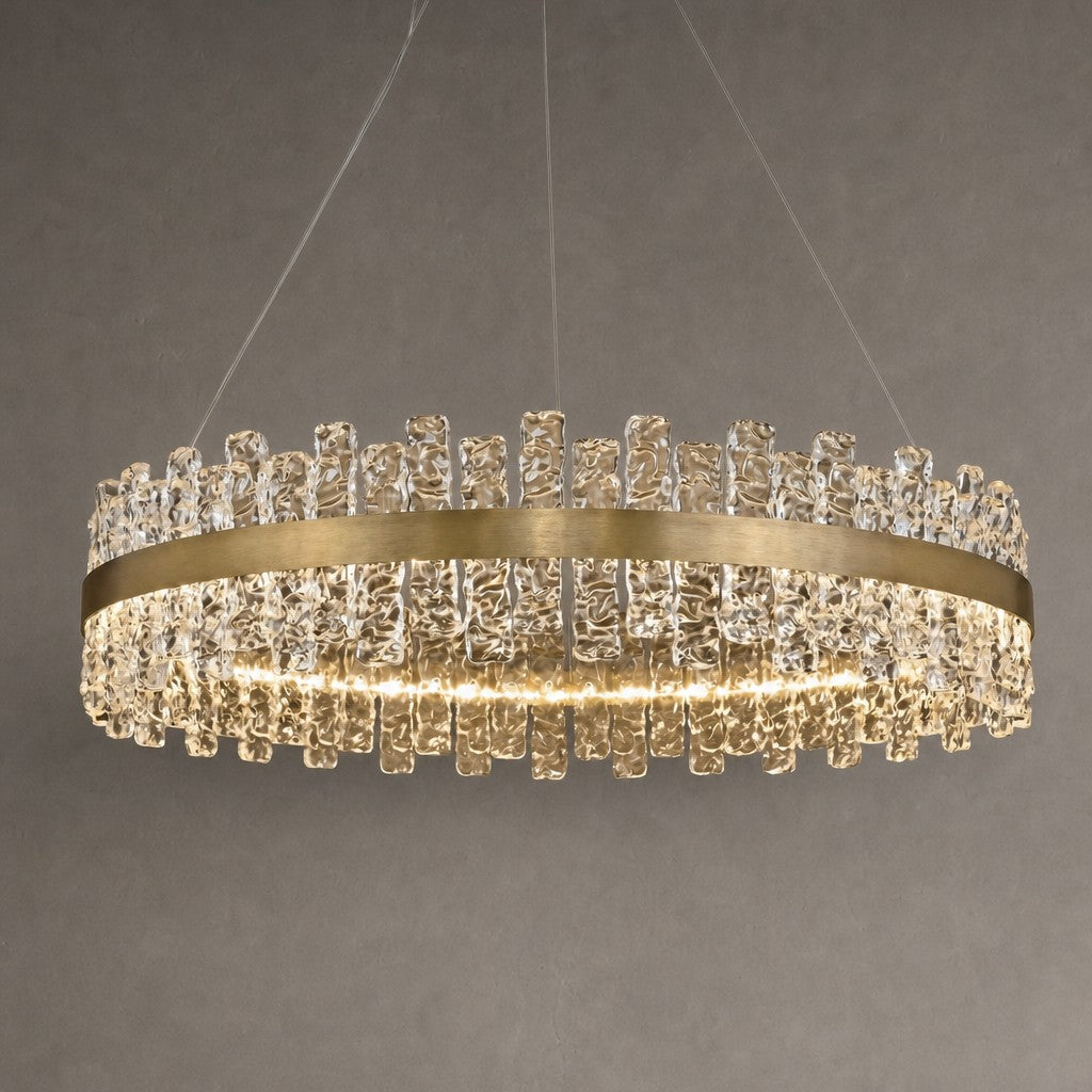 Brushed Gold Glass Fringe Modern Chandelier