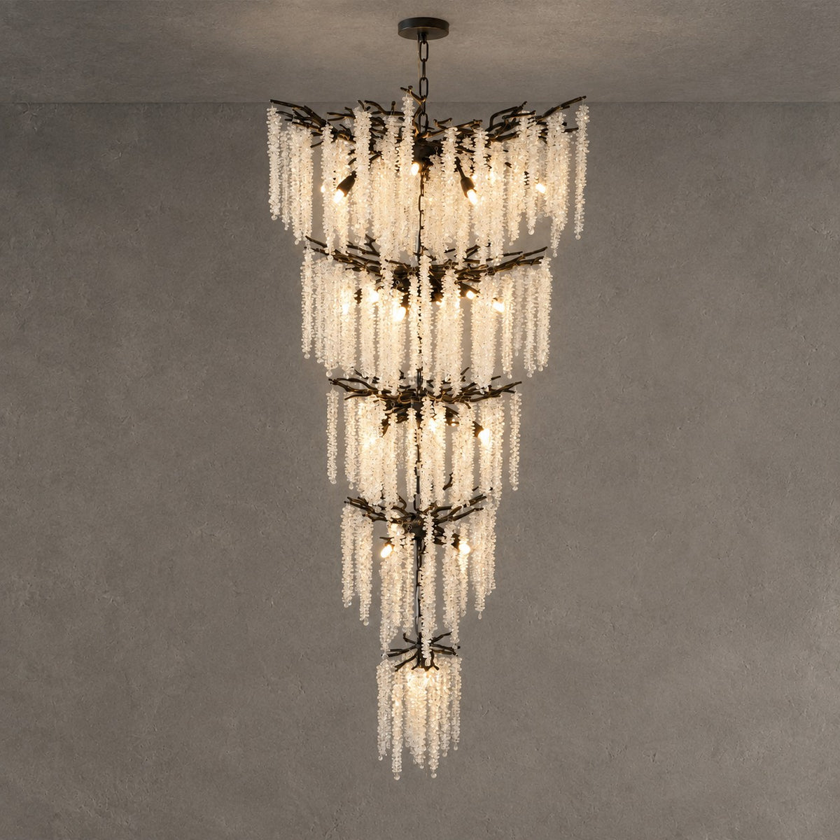 Octagonal Bead Tree Branch Staircase Light Five-Layer - Black 760