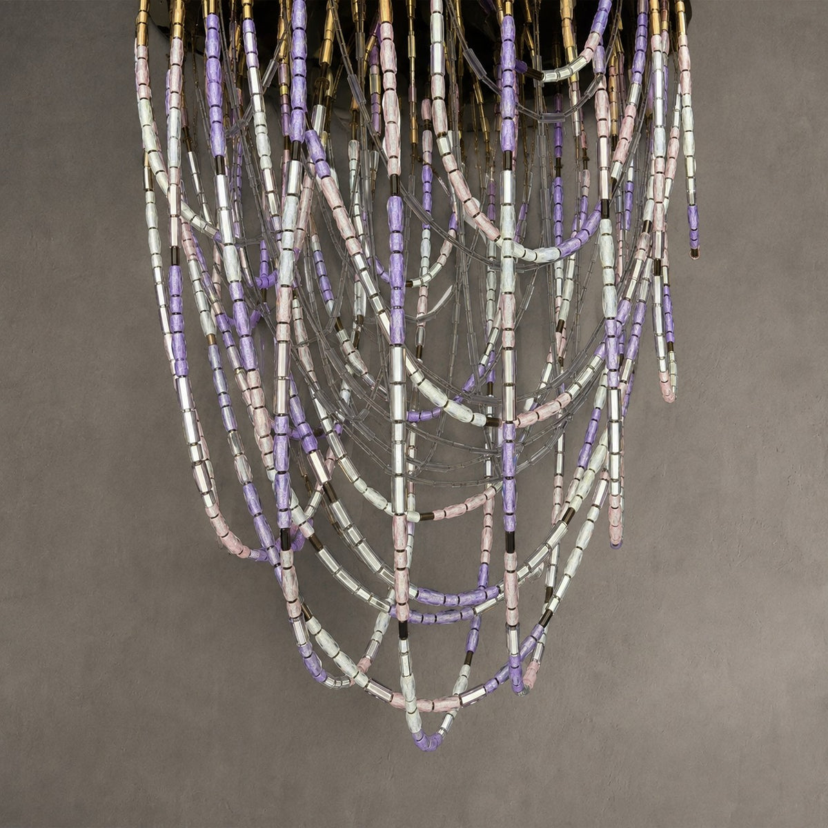 Luxury Artistic Dreamy Pastel Blended Crystal Tube Chain Chandelier for Villa/Lobby/Foyer