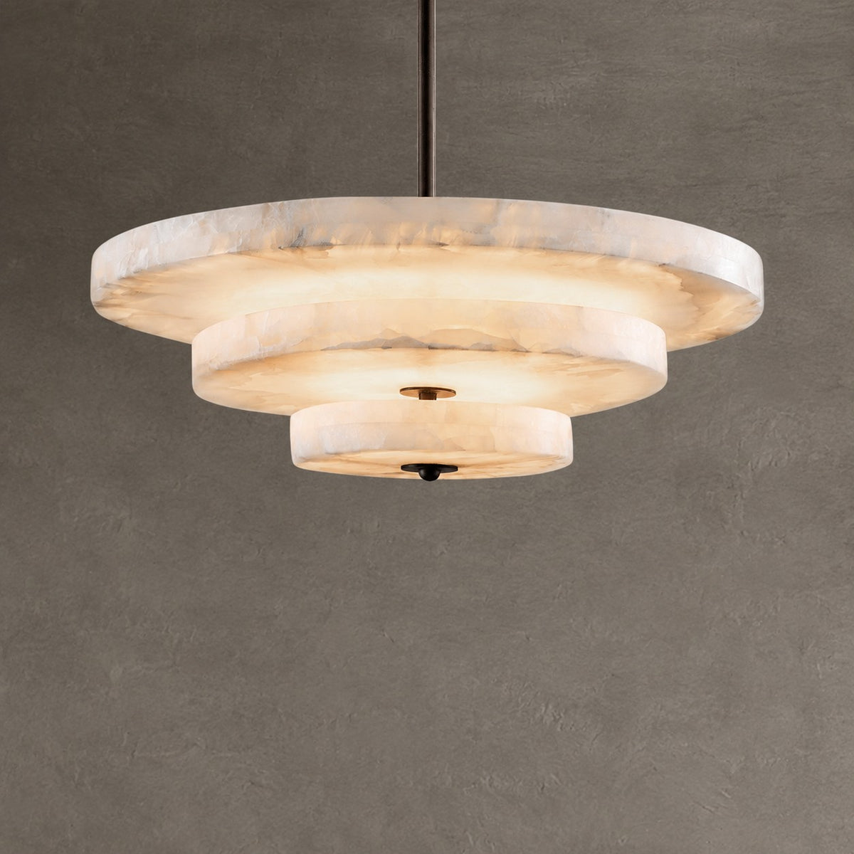 Alabaster Bronze & White LED Chandelier – Elegant 33‑Inch