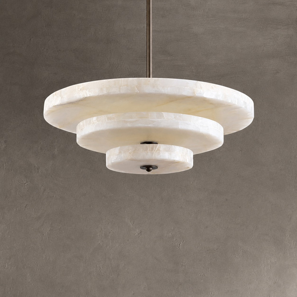 Alabaster Bronze & White LED Chandelier – Elegant 33‑Inch