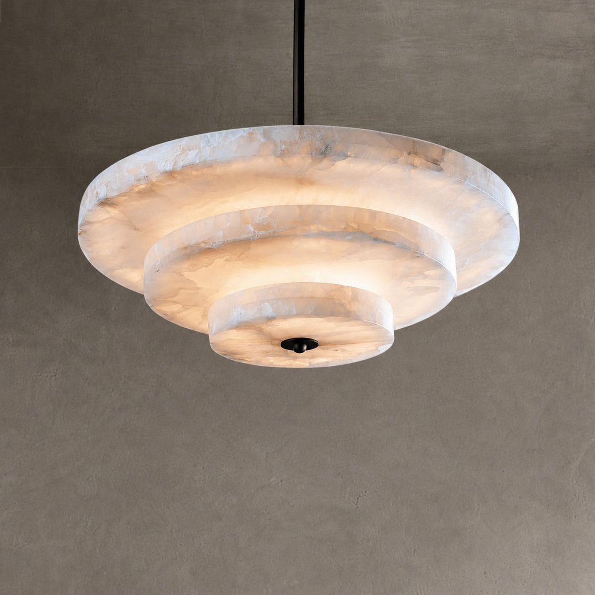 Alabaster Bronze & White LED Chandelier – Elegant 33‑Inch