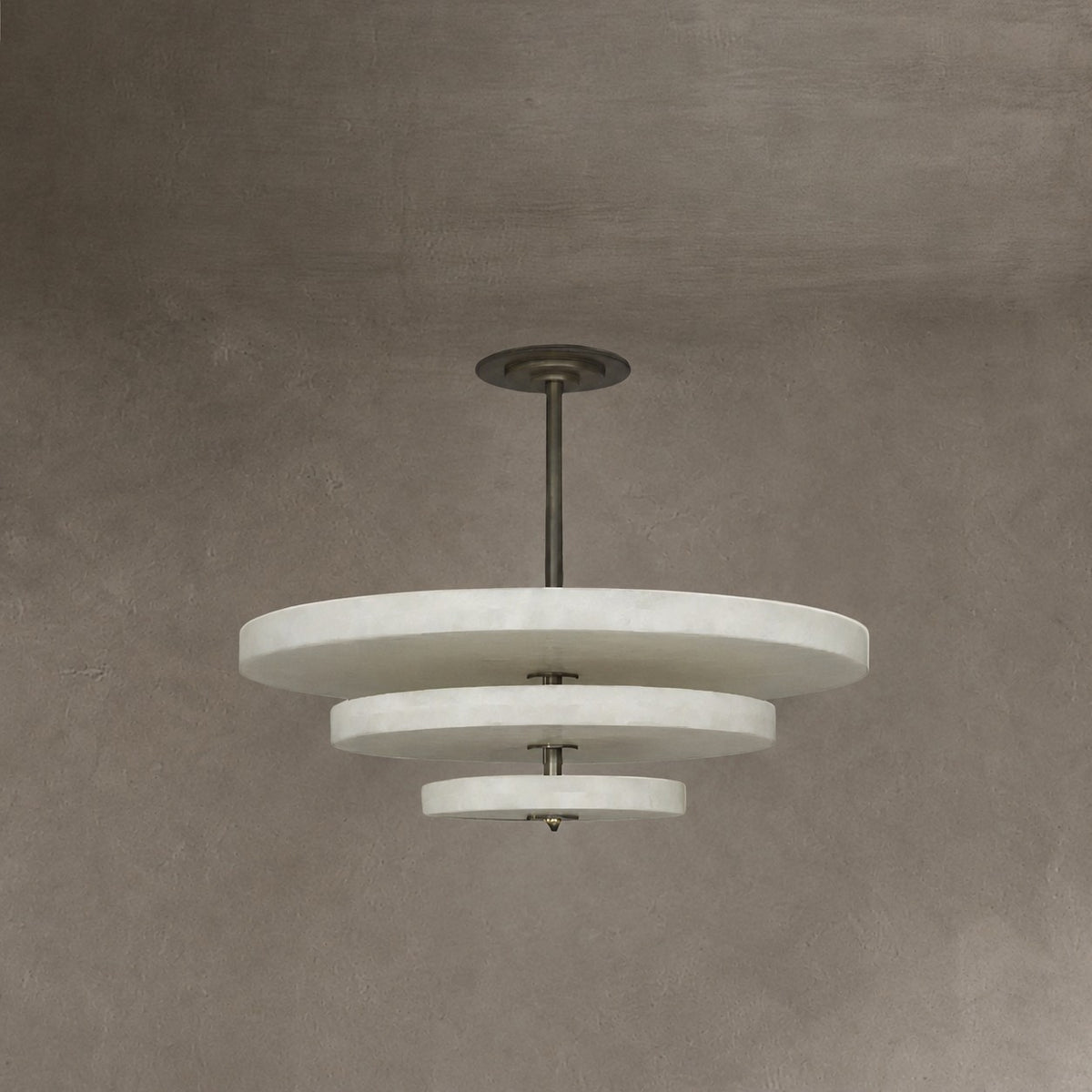 Alabaster Bronze & White LED Chandelier – Elegant 33‑Inch
