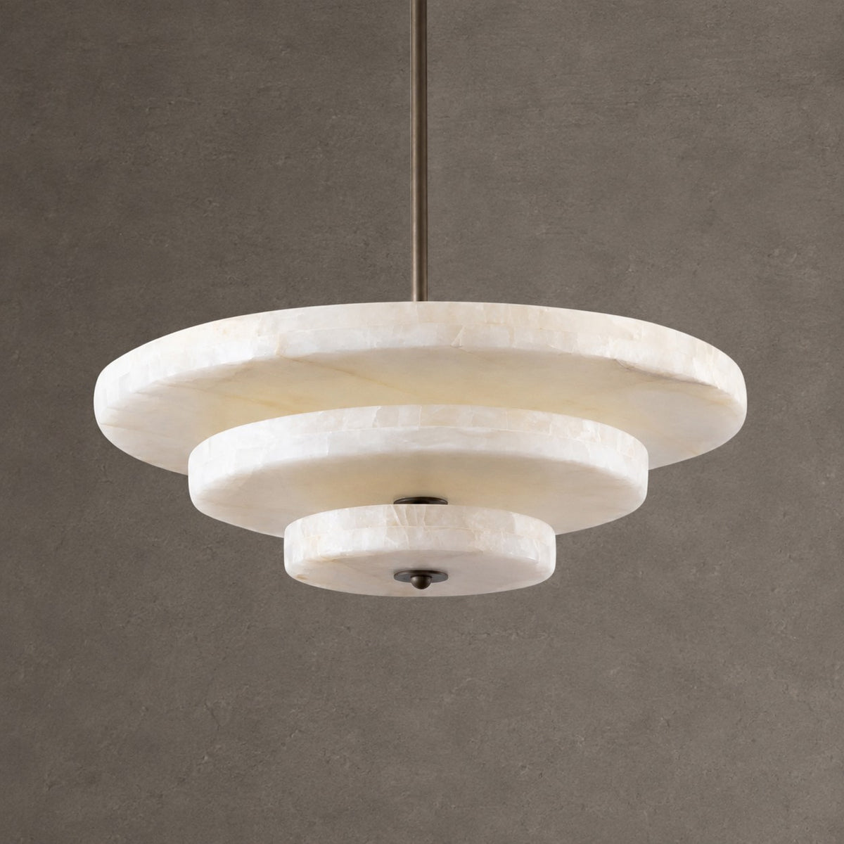 Alabaster Bronze & White LED Chandelier – Elegant 33‑Inch