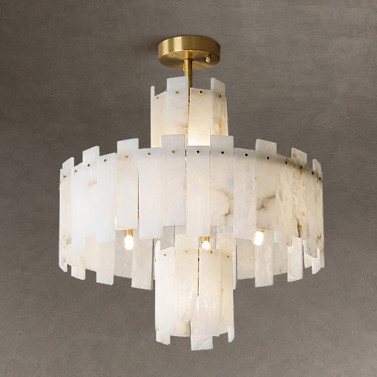Alabaster Chandelier – Elegant Brass & White Alabaster Light Fixture