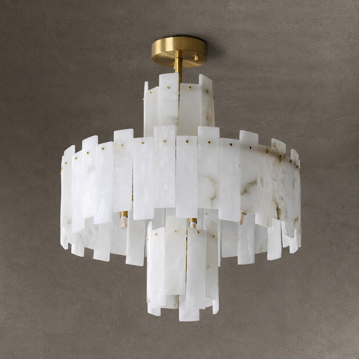 Alabaster Chandelier – Elegant Brass & White Alabaster Light Fixture
