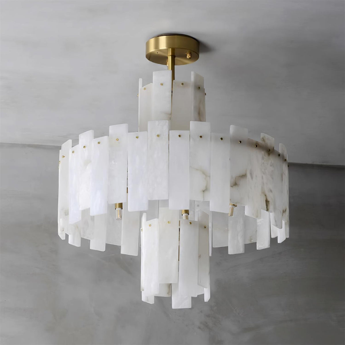 Regina Alabaster Chandelier – Elegant Brass & White Alabaster Light Fixture