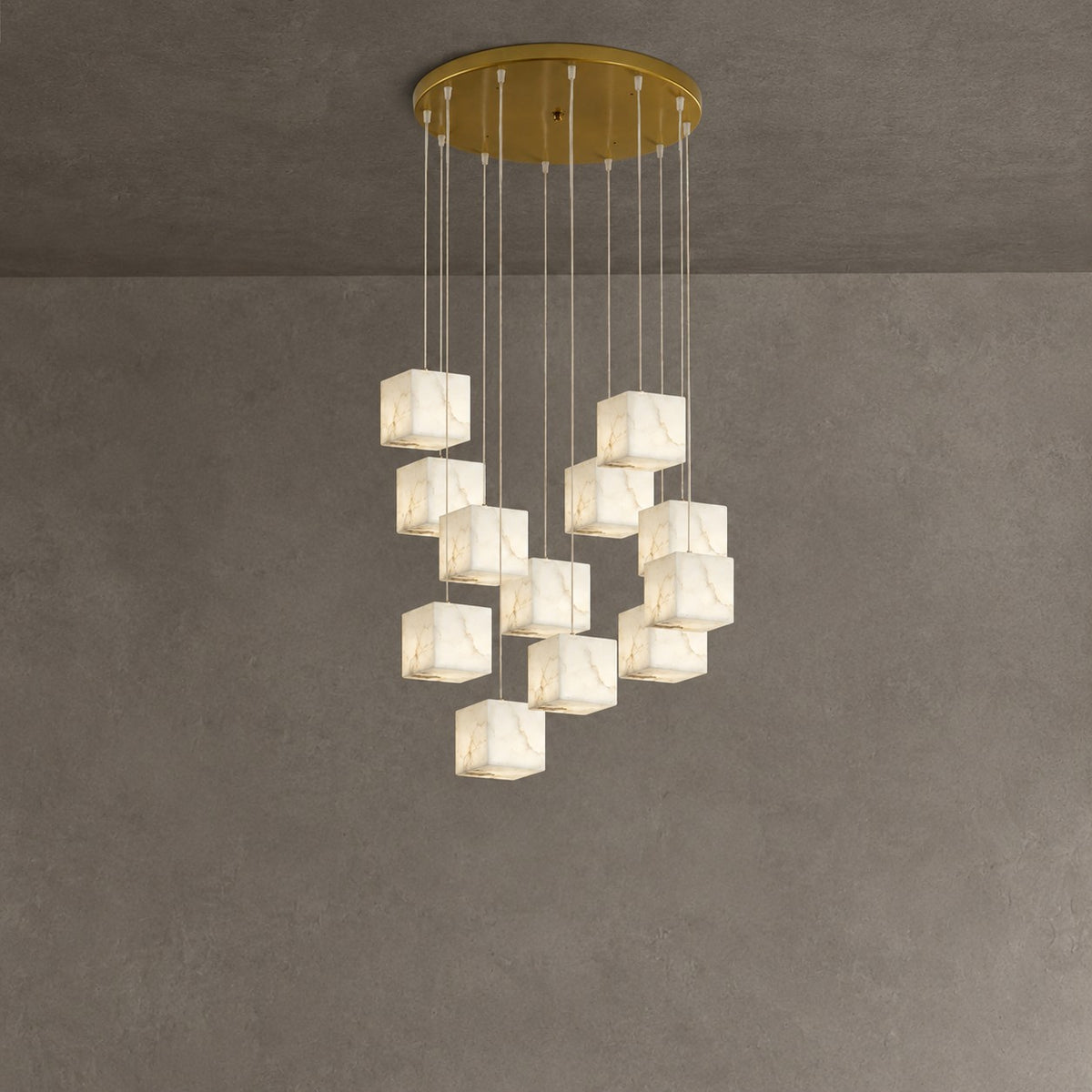 Alabaster Cubic Linear Chandelier