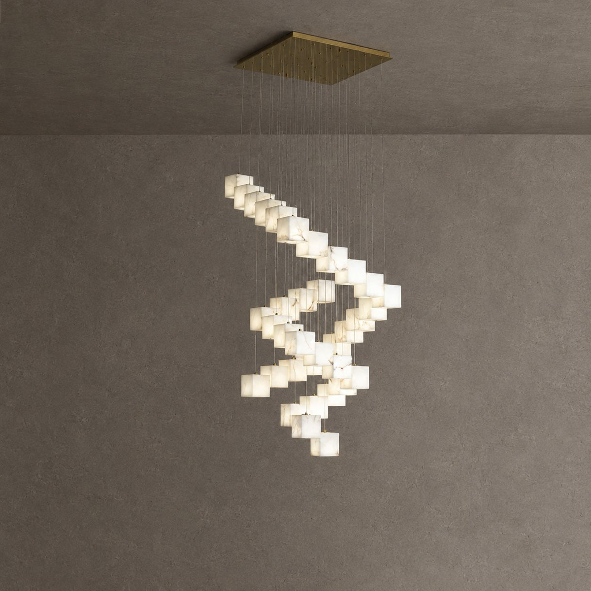 Alabaster Cubic Linear Chandelier