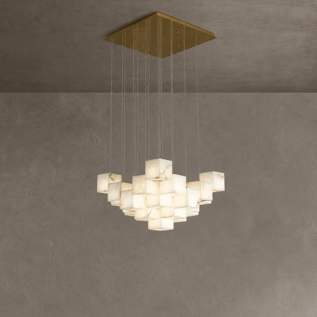 Alabaster Cubic Linear Chandelier