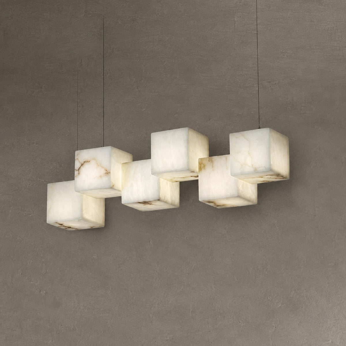 Alabaster Cubic Linear Chandelier