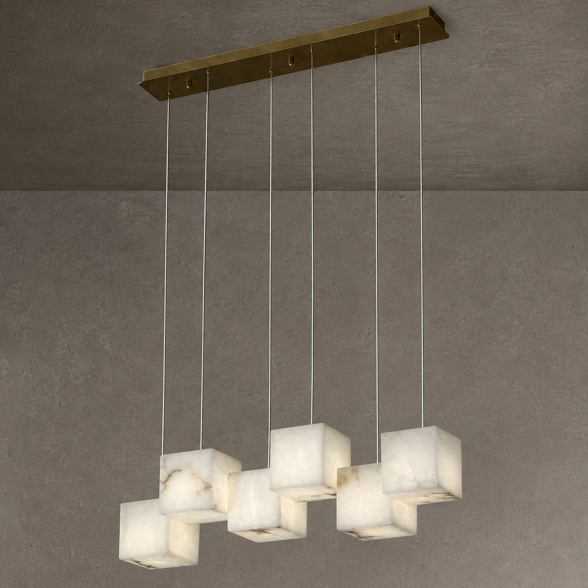 Alabaster Cubic Linear Chandelier