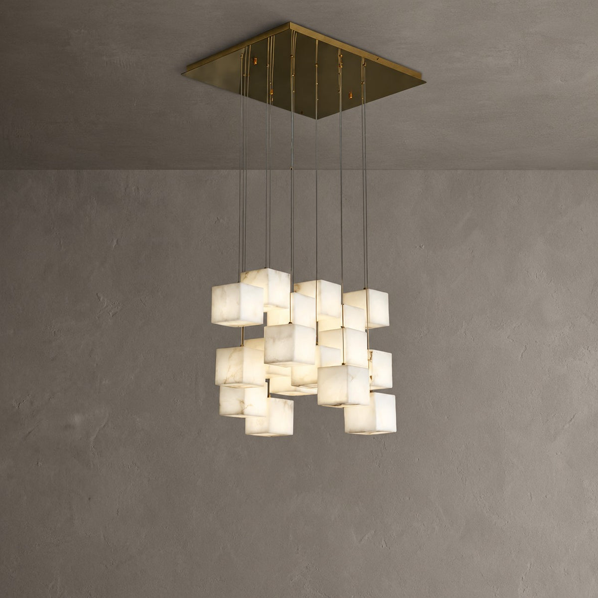 Alabaster Cubic Linear Chandelier