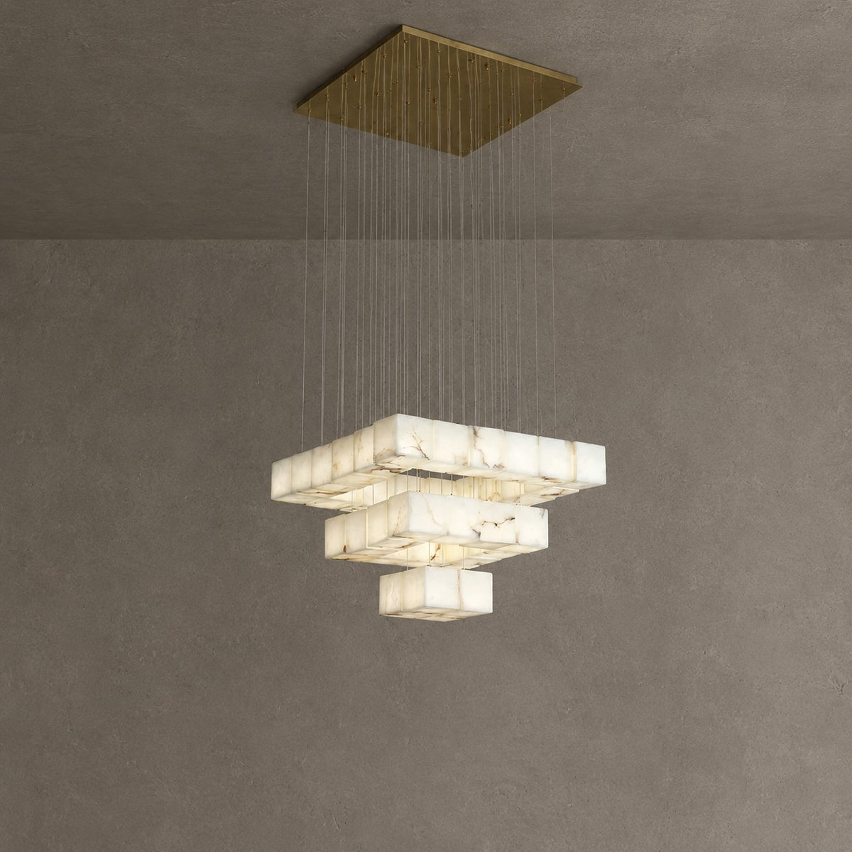 Alabaster Cubic Linear Chandelier
