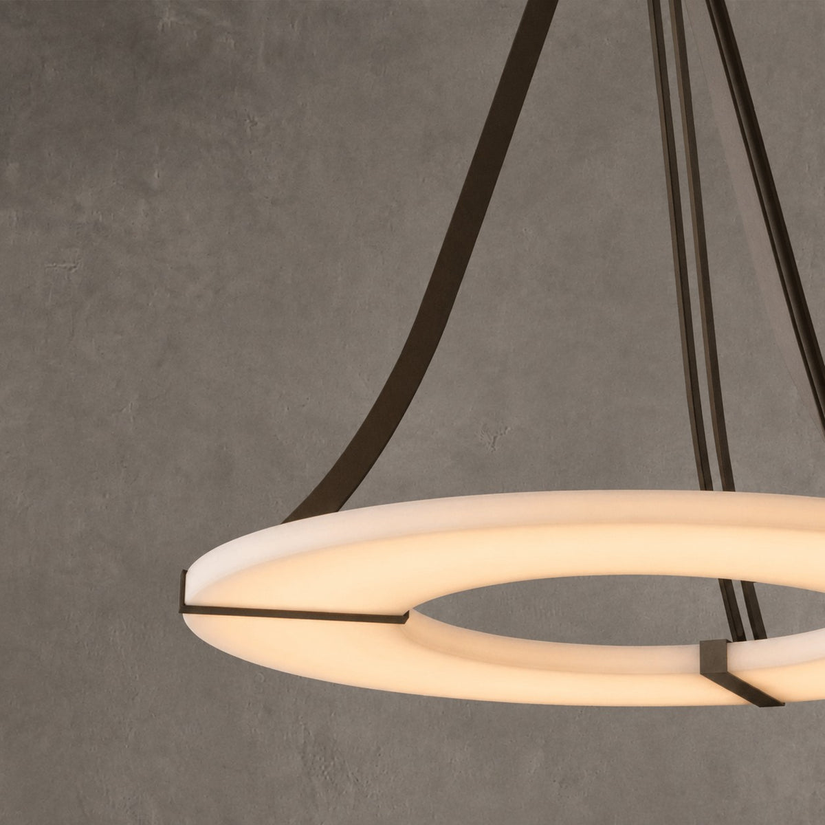 Alabaster Halo Pendant Light – Black & White LED Chandelier