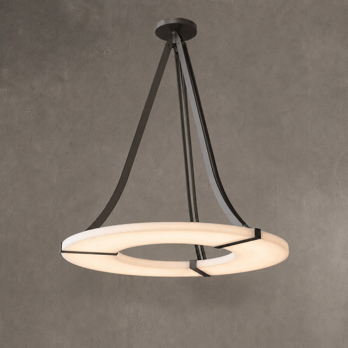 Alabaster Halo Pendant Light – Black & White LED Chandelier