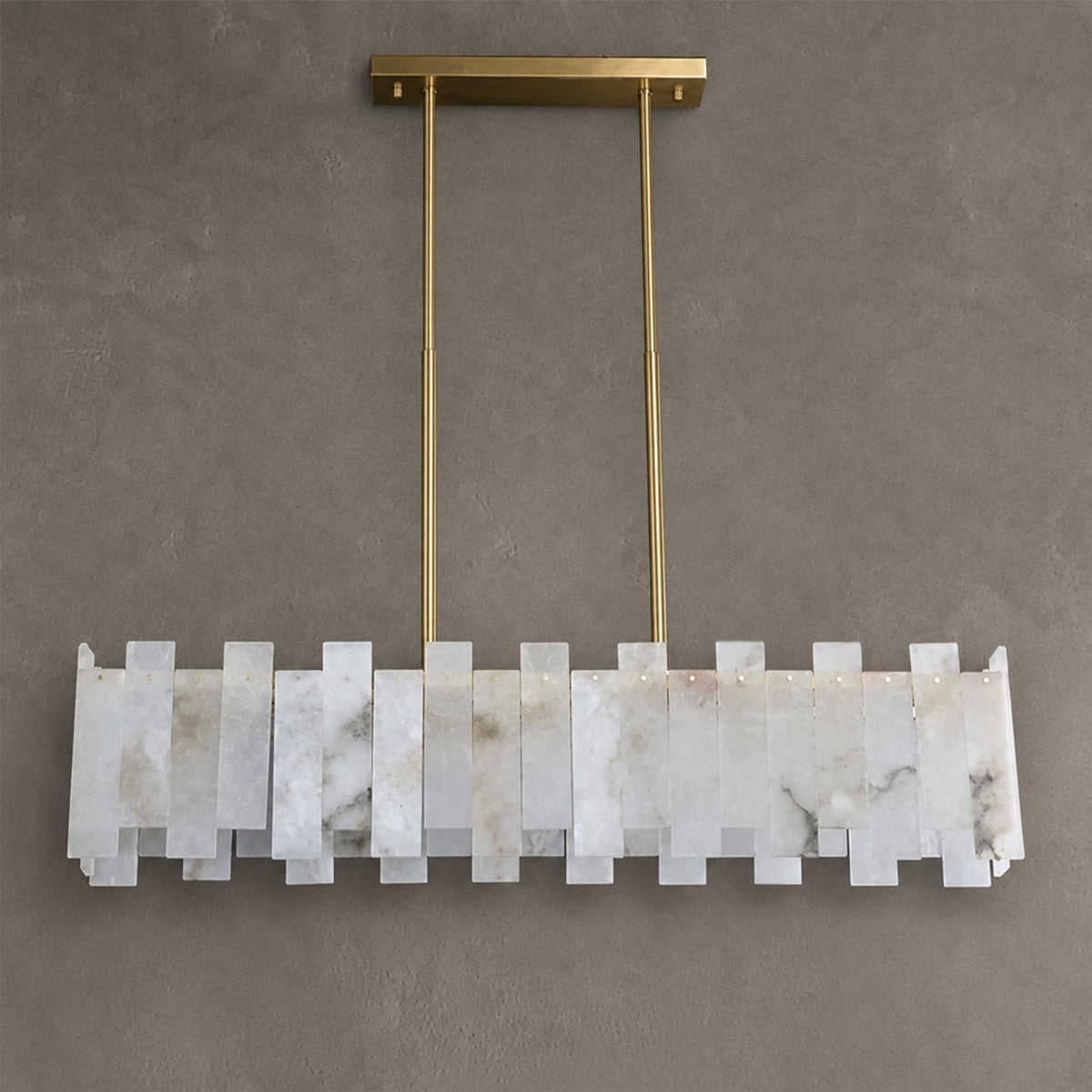 Alabaster Linear Dentate Chandelier 39"