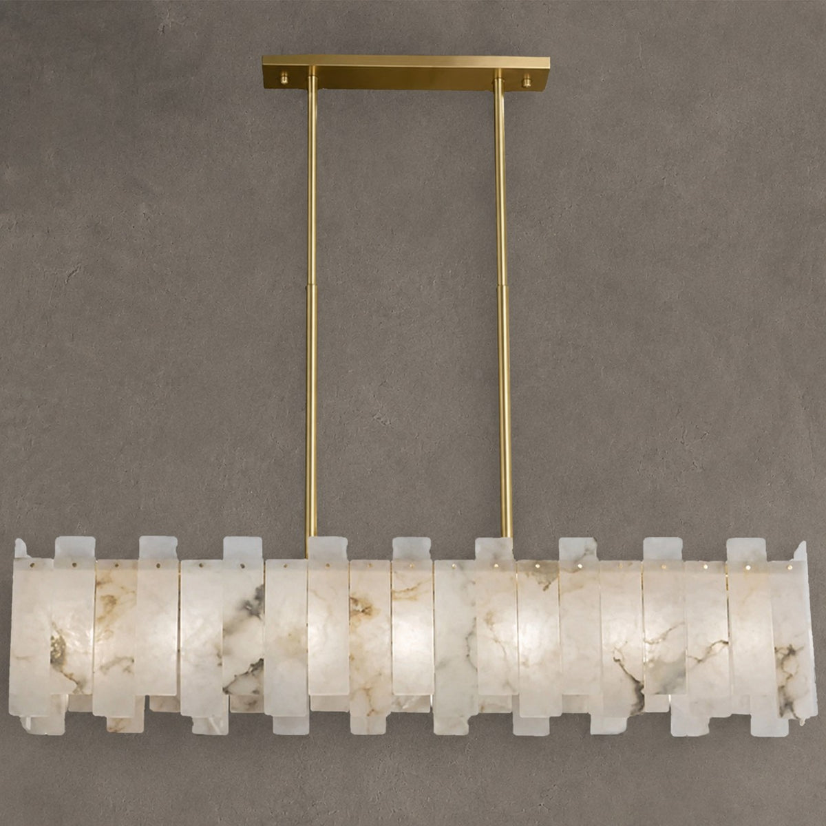 Alabaster Linear Dentate Chandelier 39"