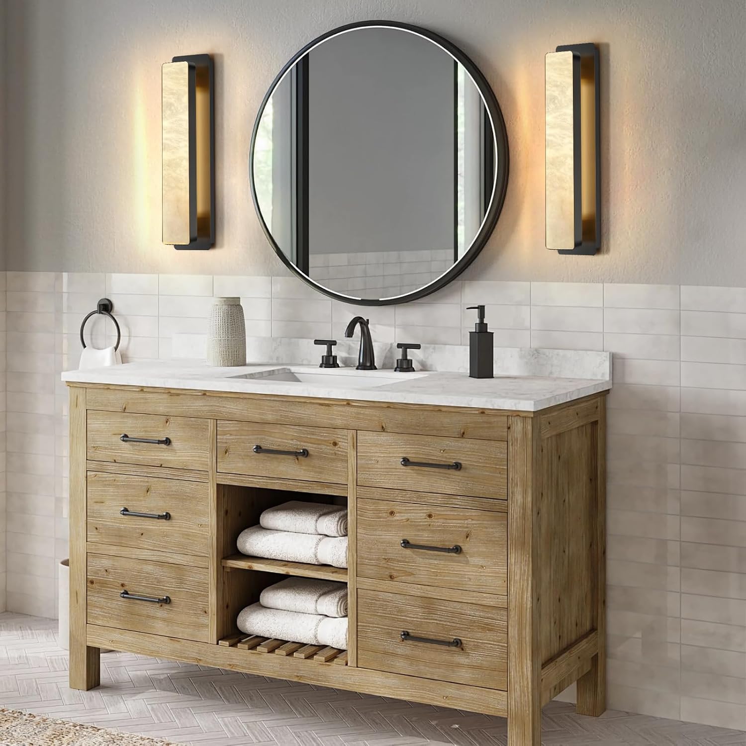Alabaster Rectangle Wall Sconces 20"