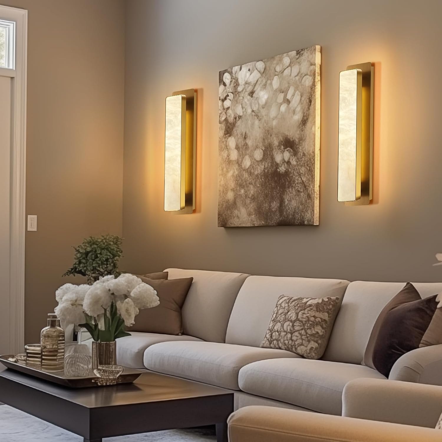 Alabaster Rectangle Wall Sconces 20" - view 12