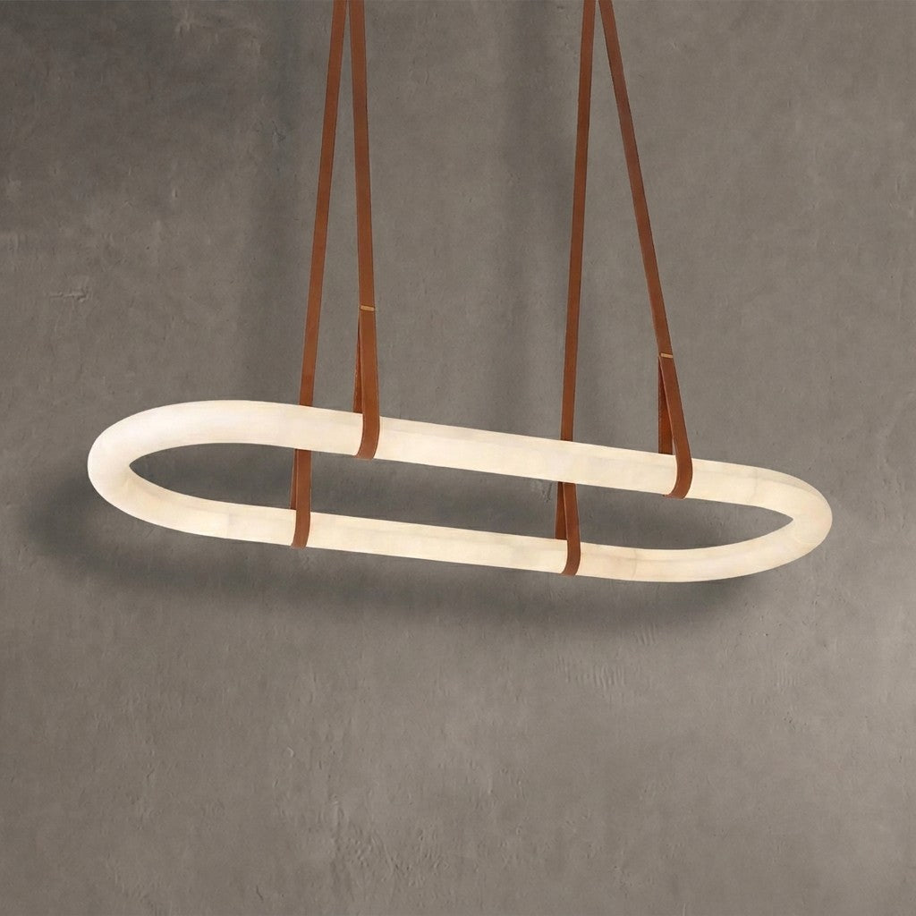Alabaster Round Leather Chandelier