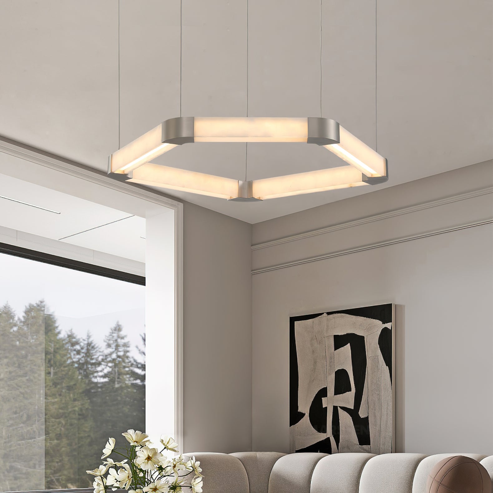 Alabaster Single Ring Chandelier