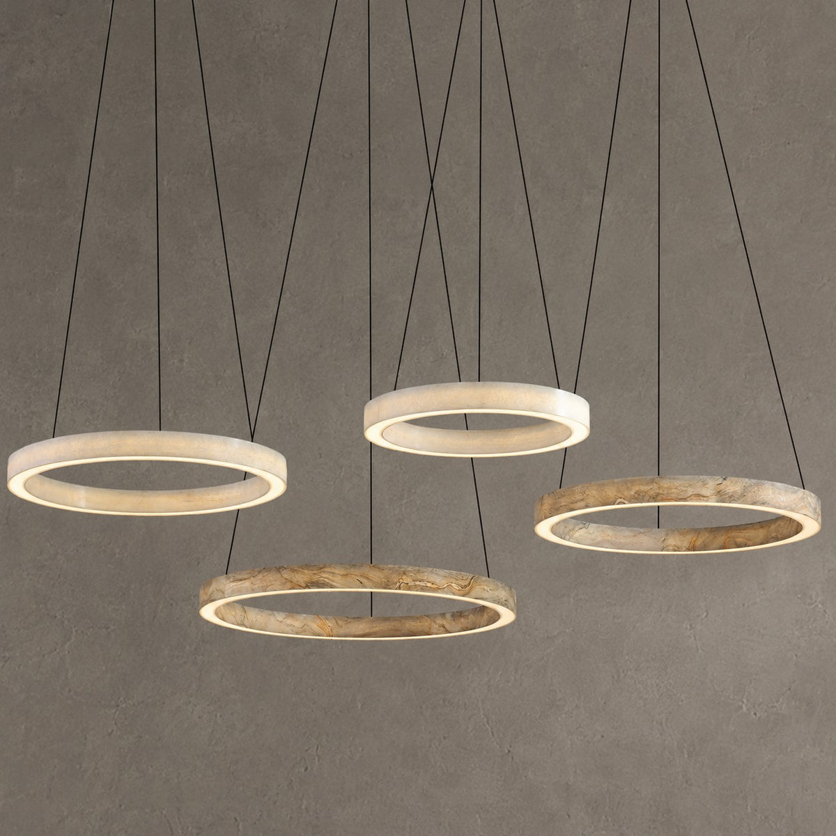 Alabaster StoneGlow Round Chandelier