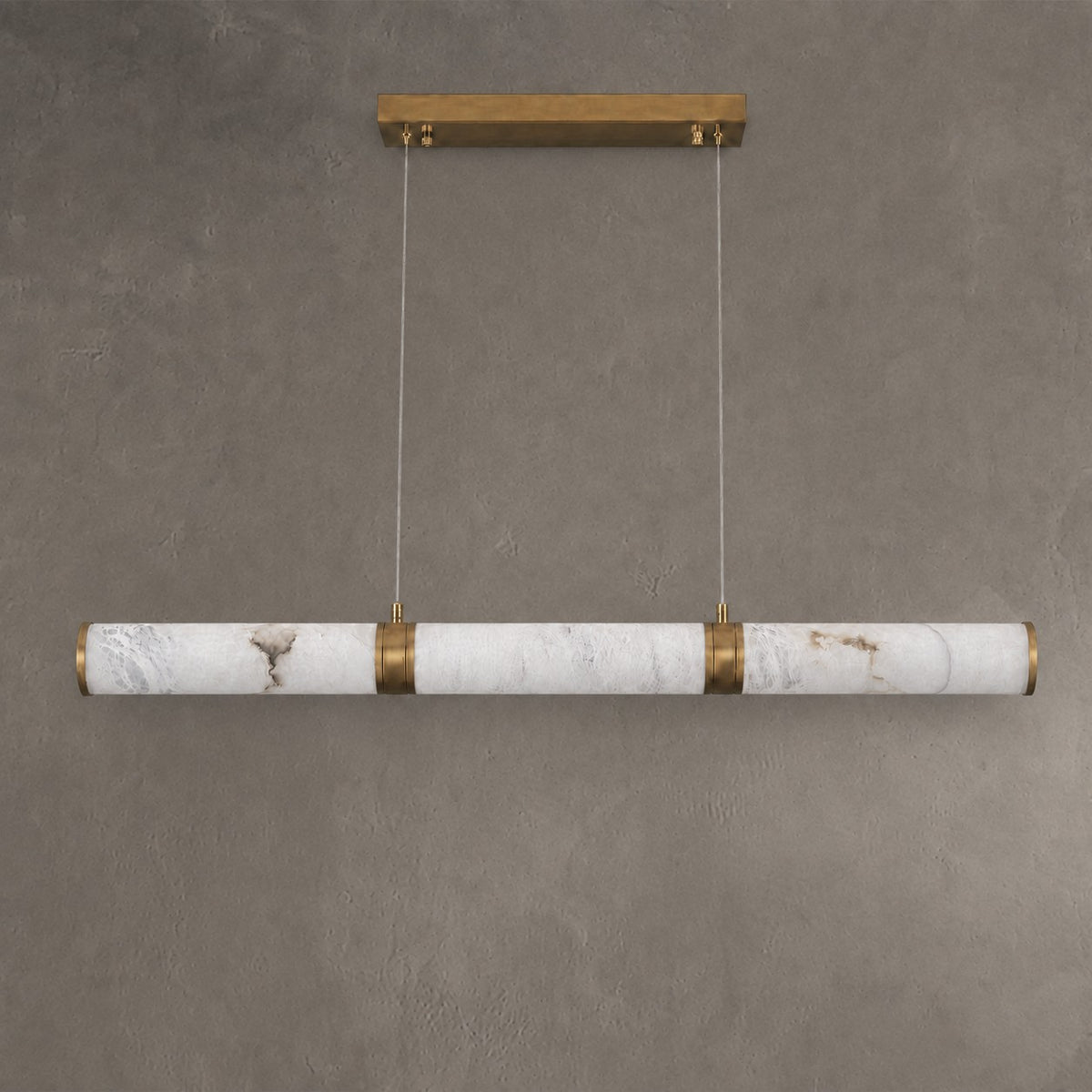 Anello Alabaster Cylinder Linear Dining Pendant Brass